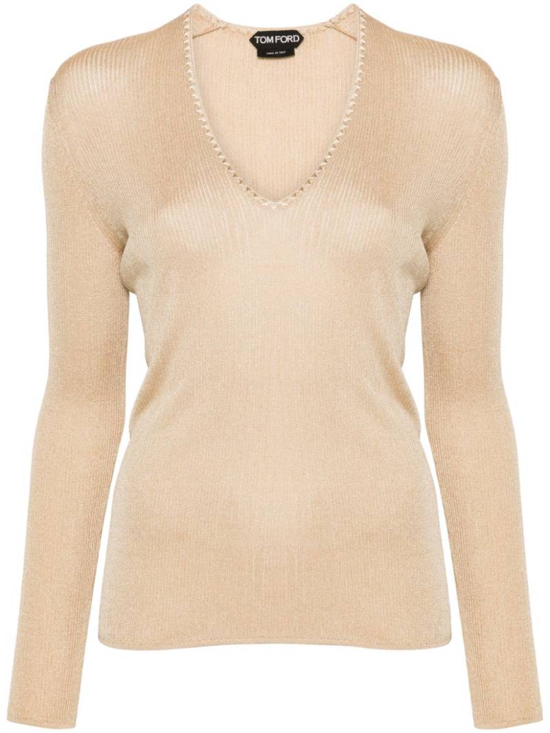 TOM FORD ribbed V-neck jumper - Neutrals von TOM FORD