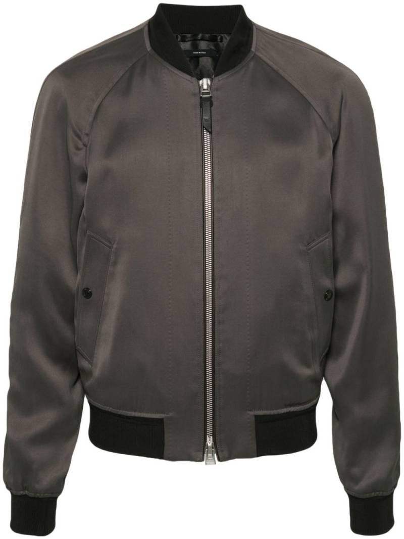 TOM FORD ribbed-trim twill bomber jacket - Grey von TOM FORD