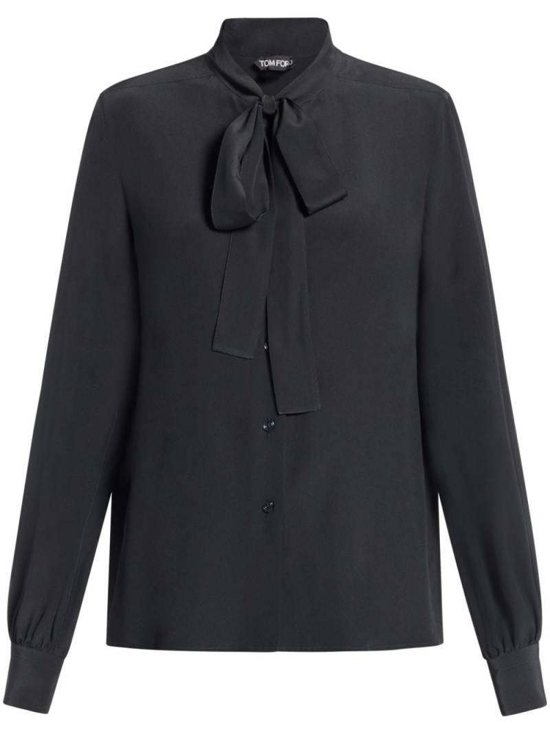 TOM FORD ribbon tie-neck silk blouse - Black von TOM FORD