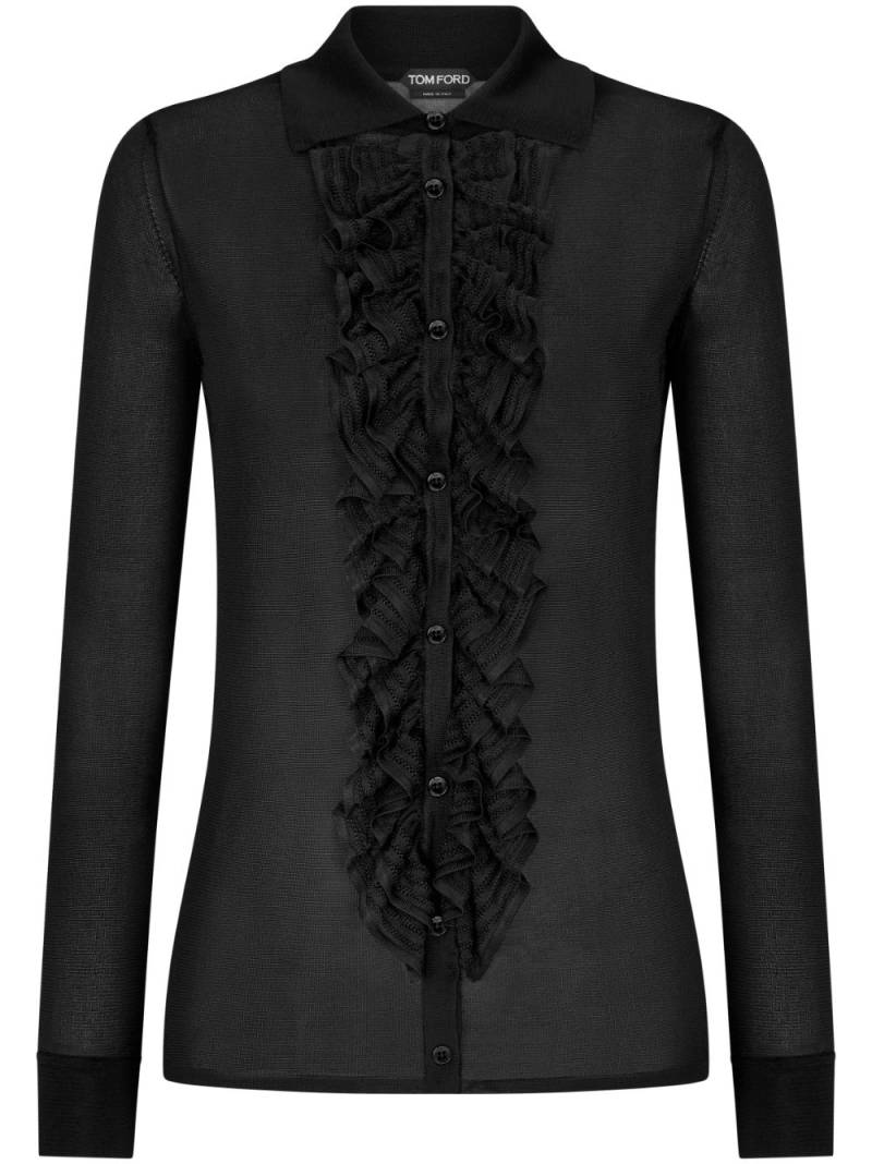 TOM FORD ruffle-panel long-sleeve shirt - Black von TOM FORD