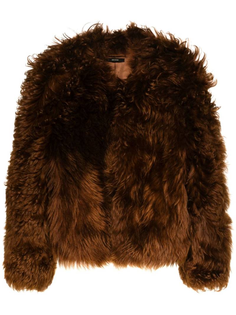 TOM FORD shearling collarless jacket - Brown von TOM FORD