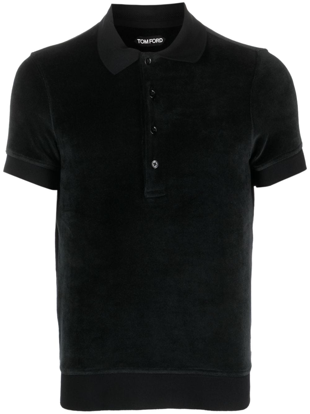 TOM FORD short-sleeve velvet polo shirt - Black von TOM FORD