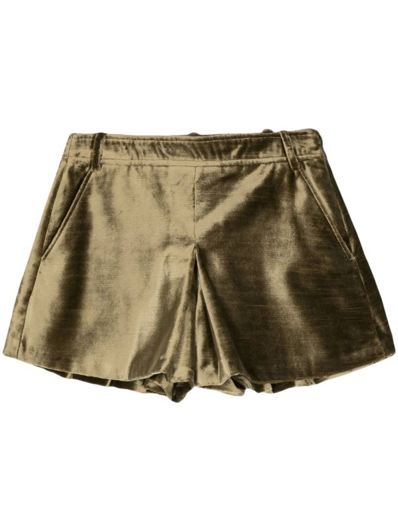 TOM FORD slubbed-velvet flared minishorts - Green von TOM FORD