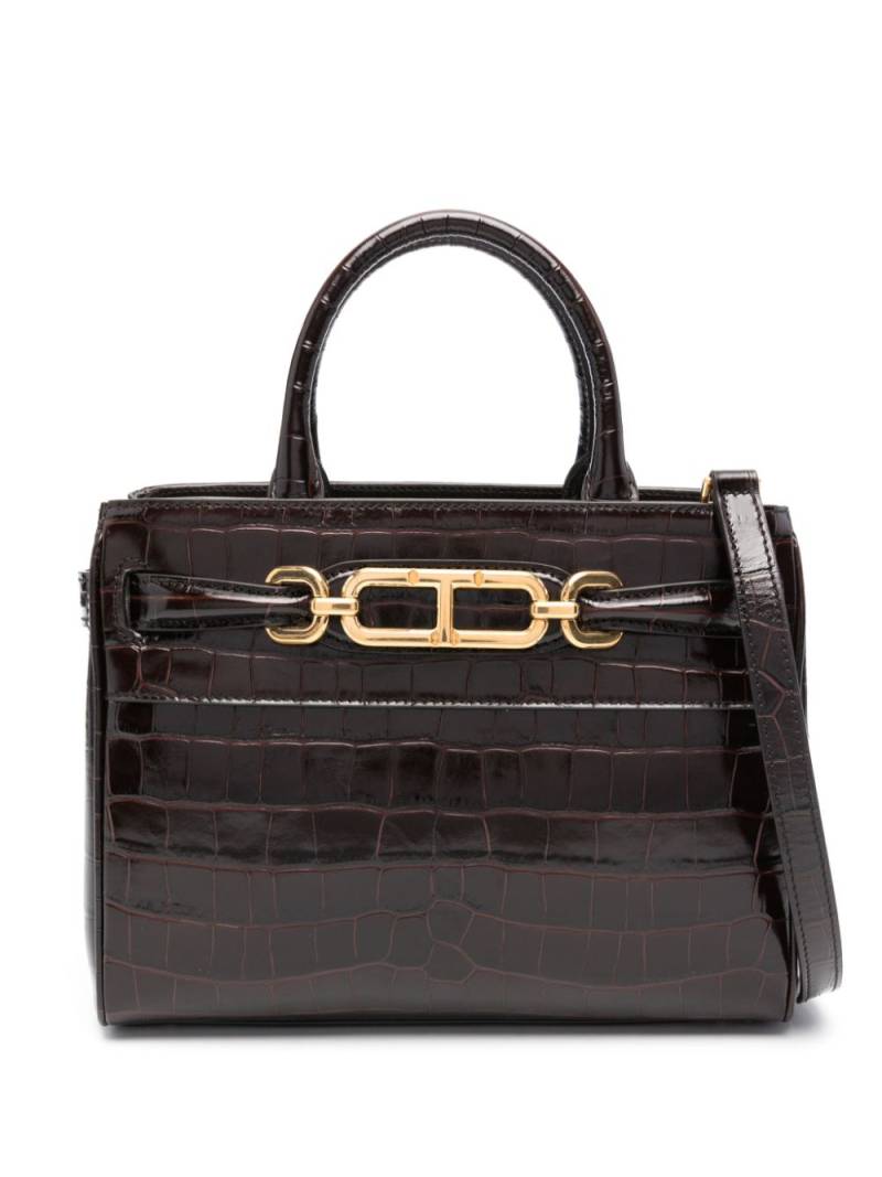 TOM FORD small croc-embossed tote bag - Brown von TOM FORD