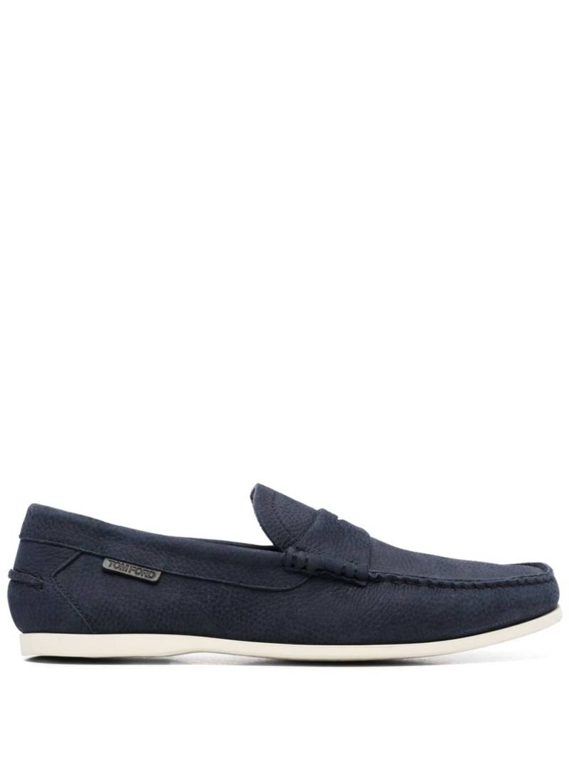 TOM FORD logo-appliqué leather loafers - Blue von TOM FORD