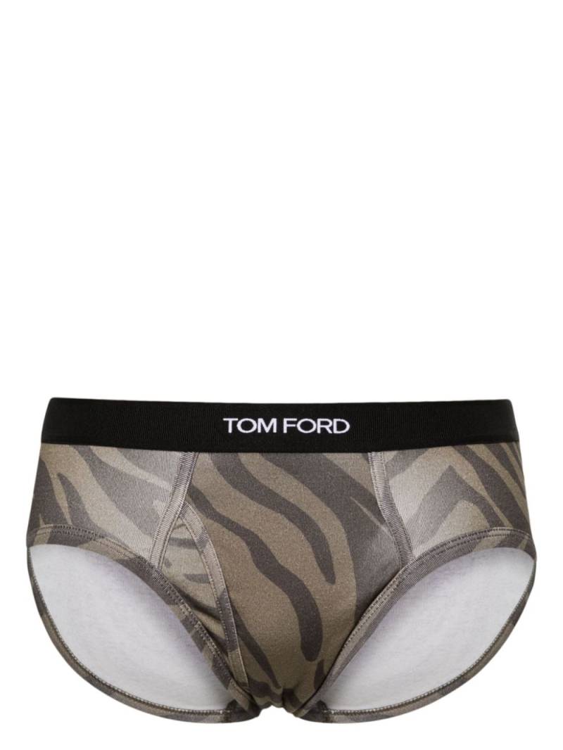 TOM FORD zebra-print cotton briefs - Green von TOM FORD