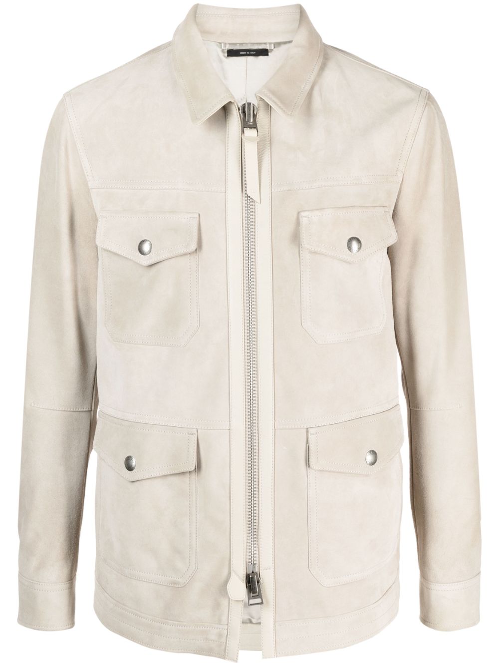 TOM FORD zip-up suede shirt jacket - Neutrals von TOM FORD