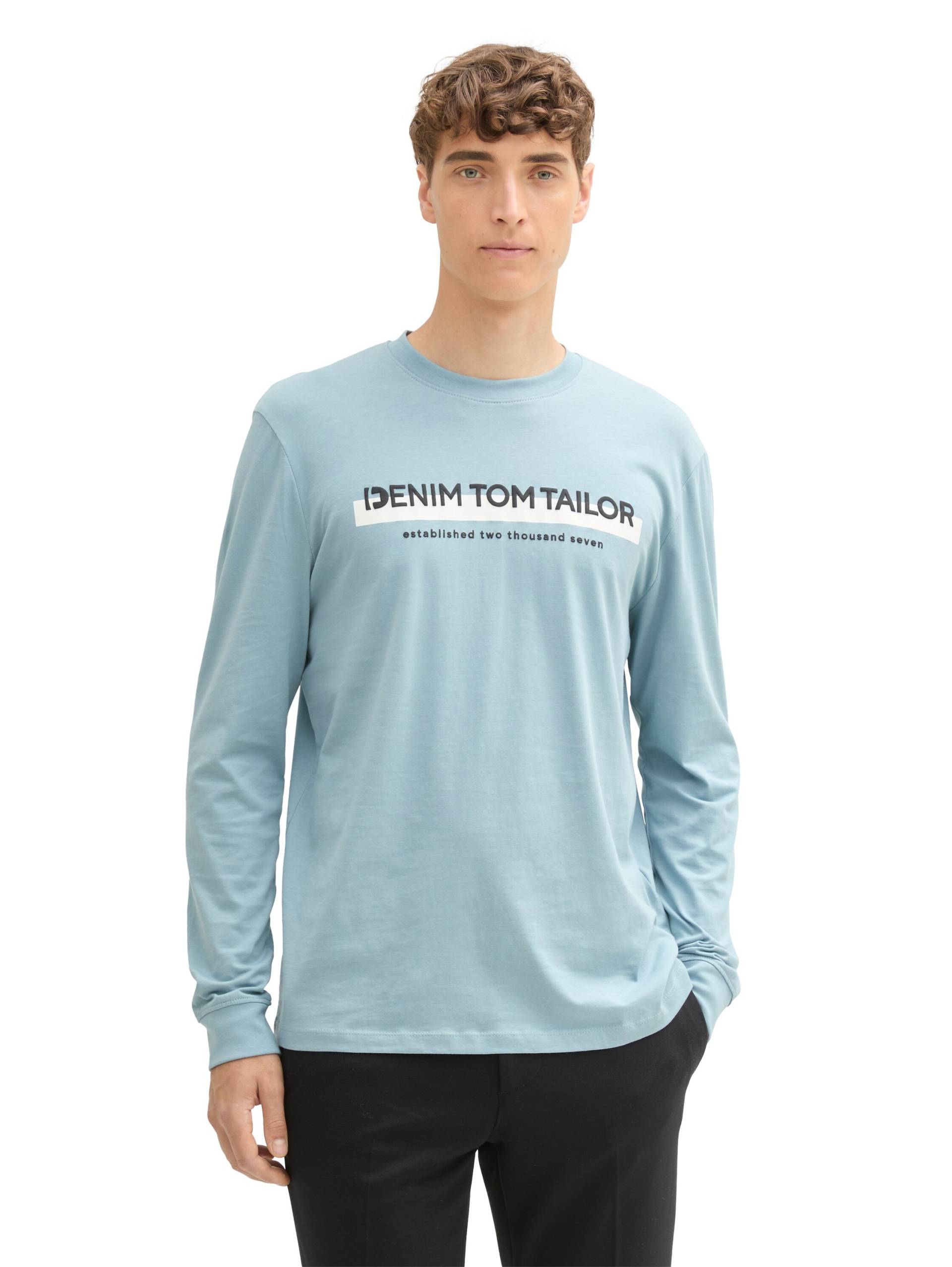 TOM TAILOR Denim Langarmshirt, mit grossem Logo-Print vorn von TOM TAILOR Denim