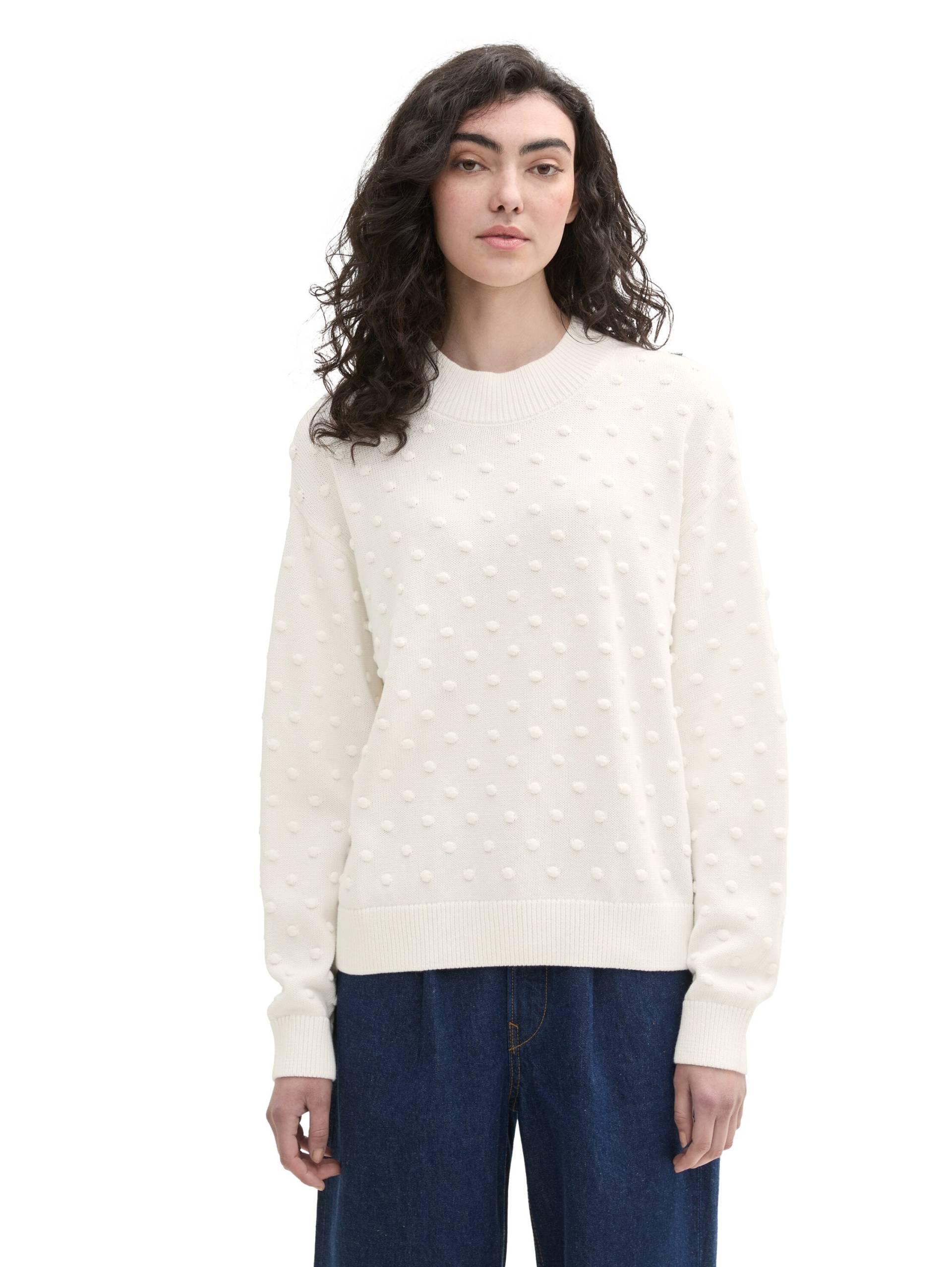 TOM TAILOR Denim Rundhalspullover, mit Bommel-Allover-Details TOM TAILOR Denim Rundhalspullover, mit Bommel-Allover-Details von TOM TAILOR Denim