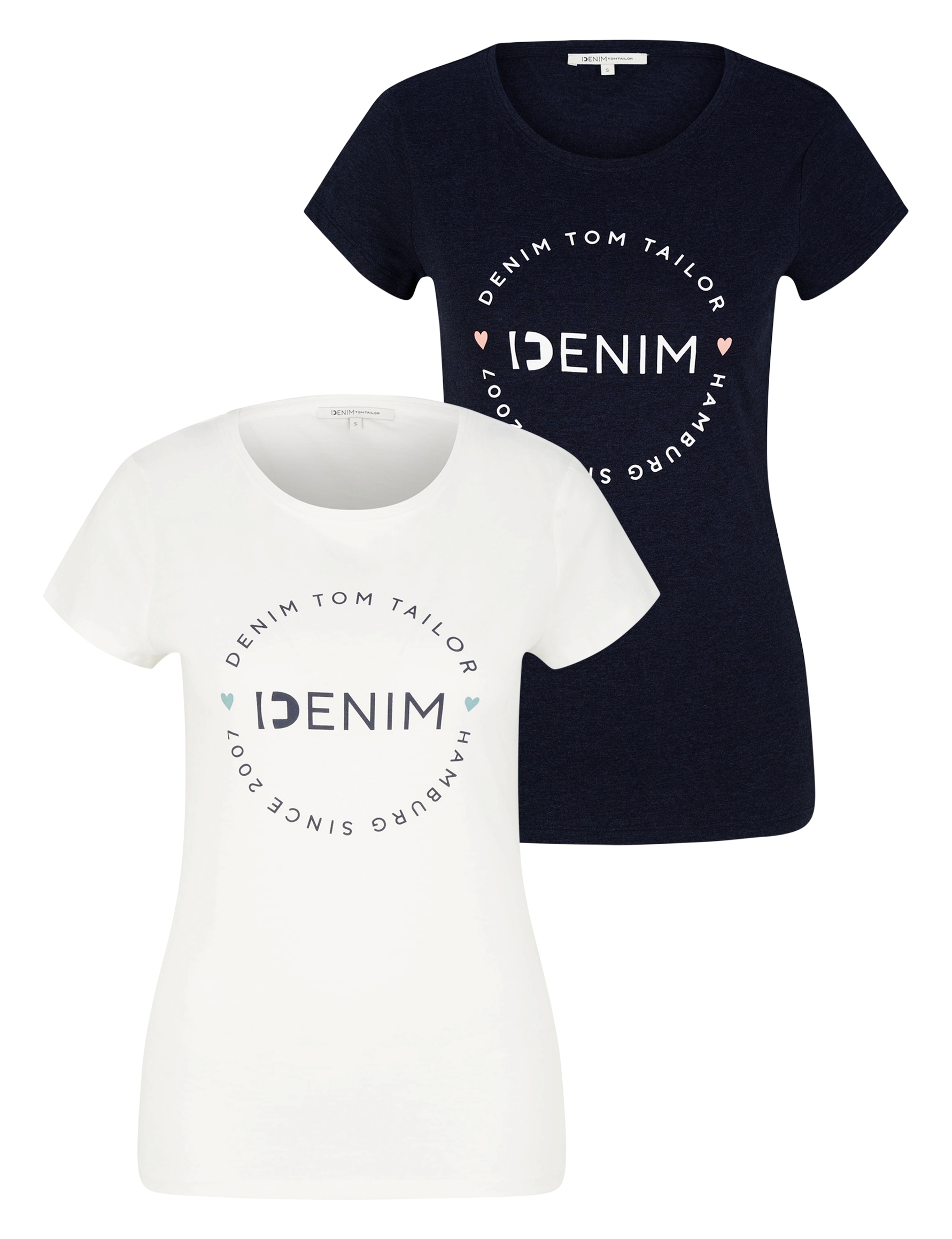 TOM TAILOR Denim T-Shirt, (Packung, 2 tlg., 2-er Pack) von TOM TAILOR Denim