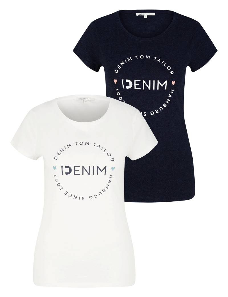 TOM TAILOR Denim T-Shirt, (Packung, 2 tlg., 2-er Pack) von TOM TAILOR Denim