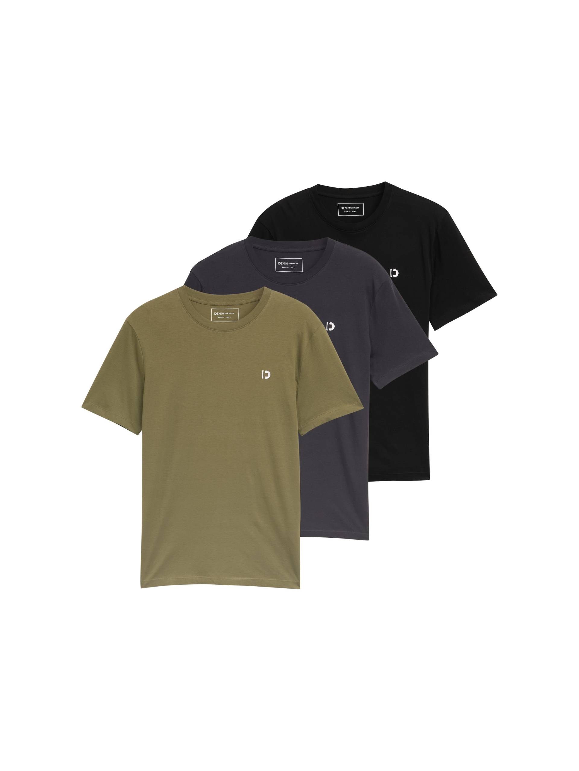 TOM TAILOR Denim T-Shirt, (Packung, 3 tlg.), mit Logo Print von TOM TAILOR Denim