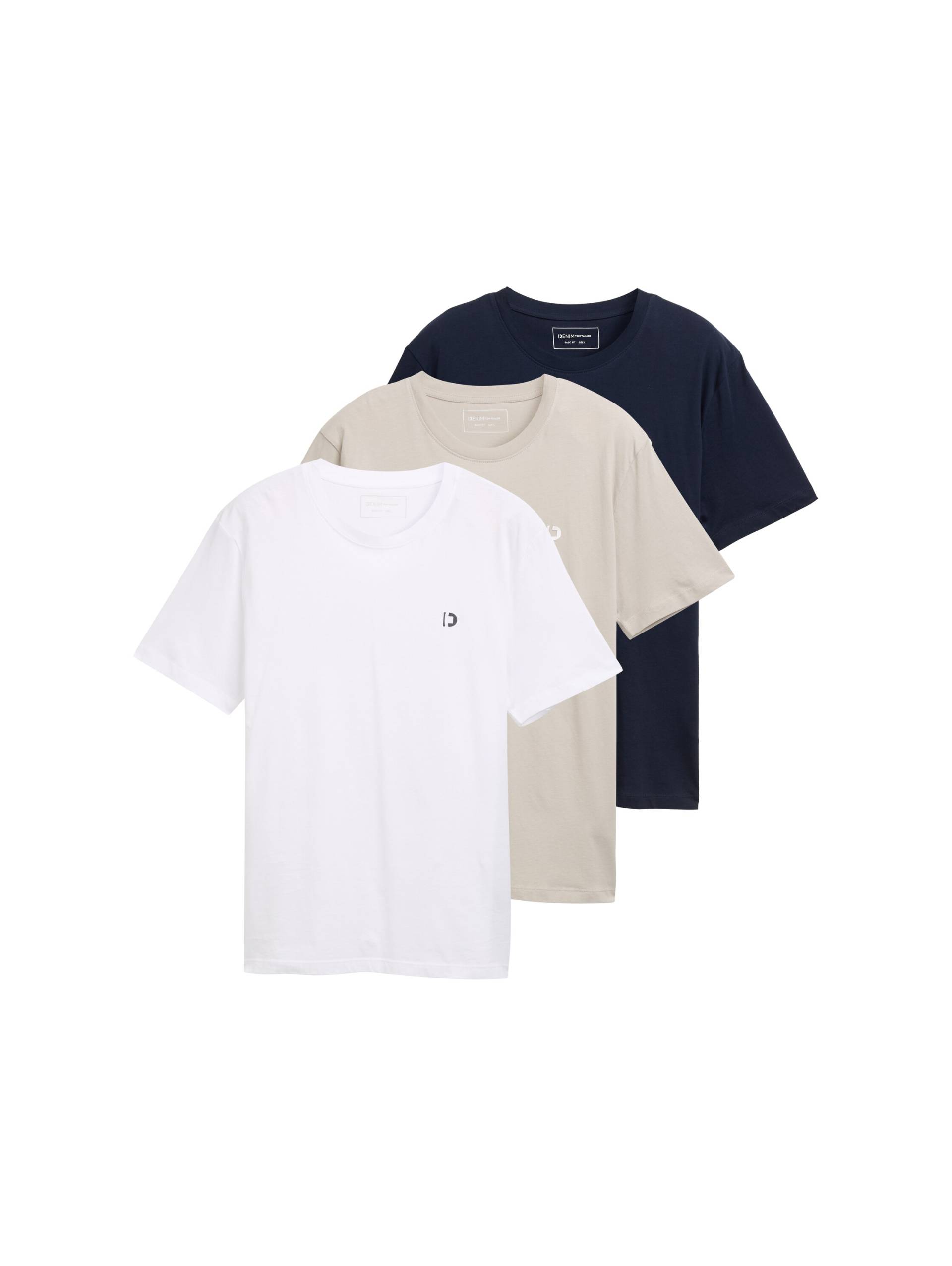 TOM TAILOR Denim T-Shirt, (Packung, 3 tlg.), mit Logo Print von TOM TAILOR Denim