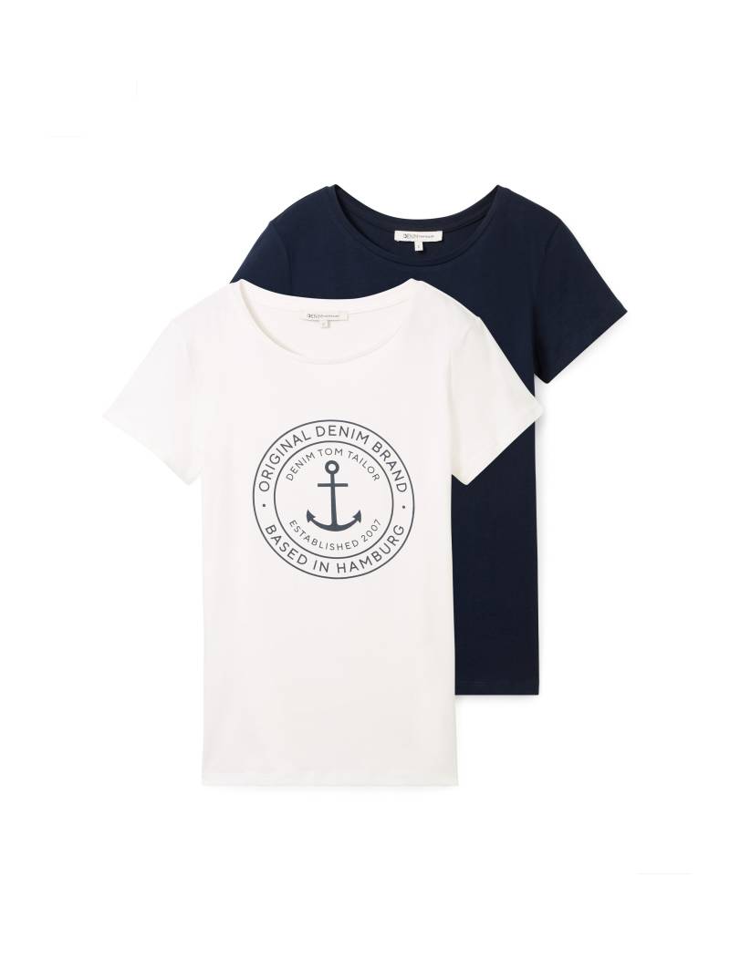 TOM TAILOR Denim T-Shirt, Doppelpack mit Logo-Print von TOM TAILOR Denim