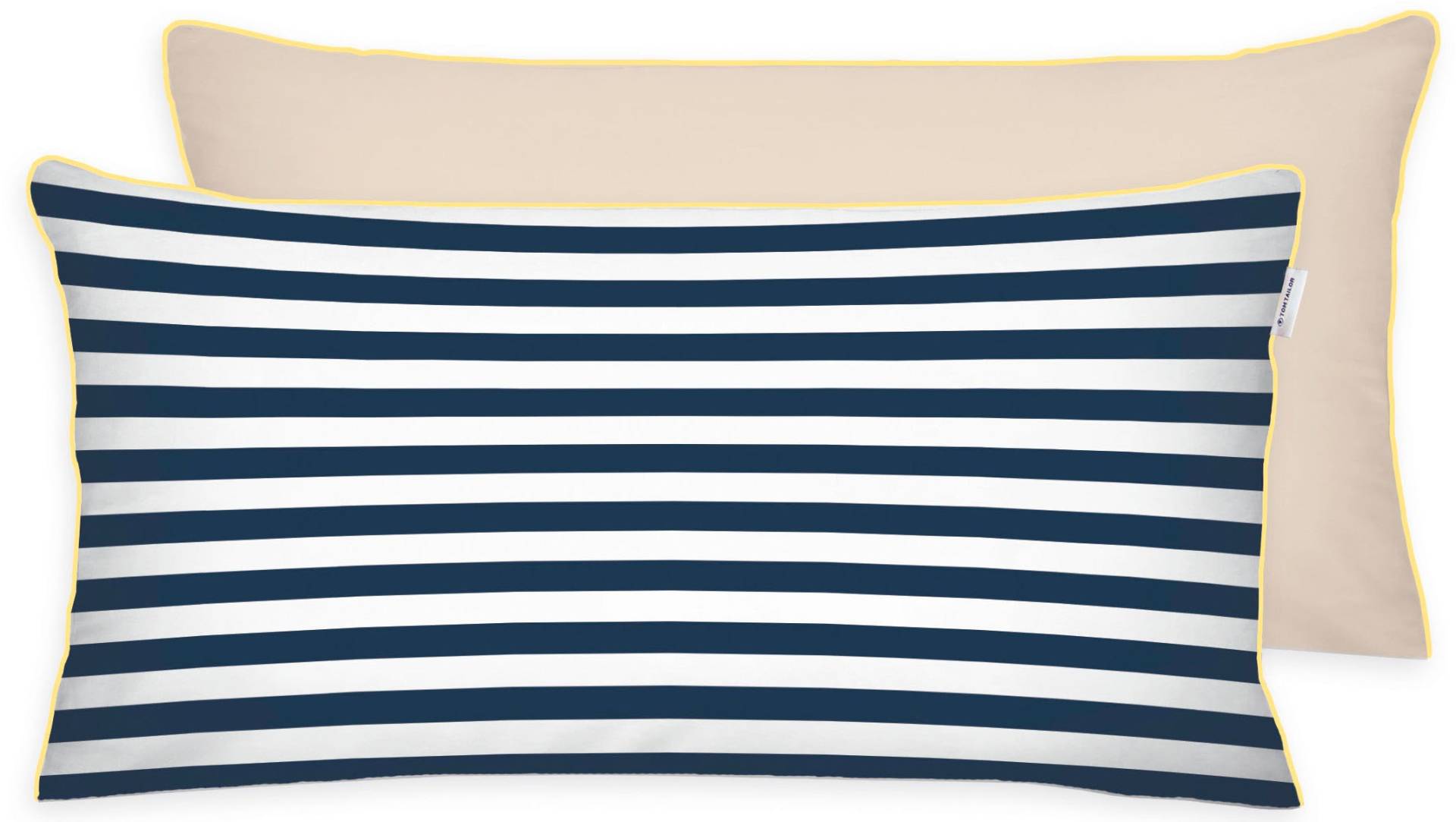 TOM TAILOR HOME Kissenhülle »new bedroom, STRIPES WITH A KICK, 40x40cm oder 40x80cm«, (1 St.), mit Wendemotiv, farbiger Paspel und Markenreissverschluss von TOM TAILOR HOME