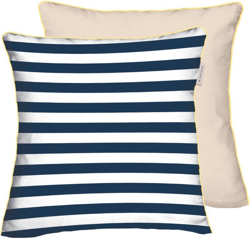 TOM TAILOR HOME Kissenhülle »new bedroom, STRIPES WITH A KICK, 40x40cm oder 40x80cm«, (1 St.), mit Wendemotiv, farbiger Paspel und Markenreissverschluss von TOM TAILOR HOME