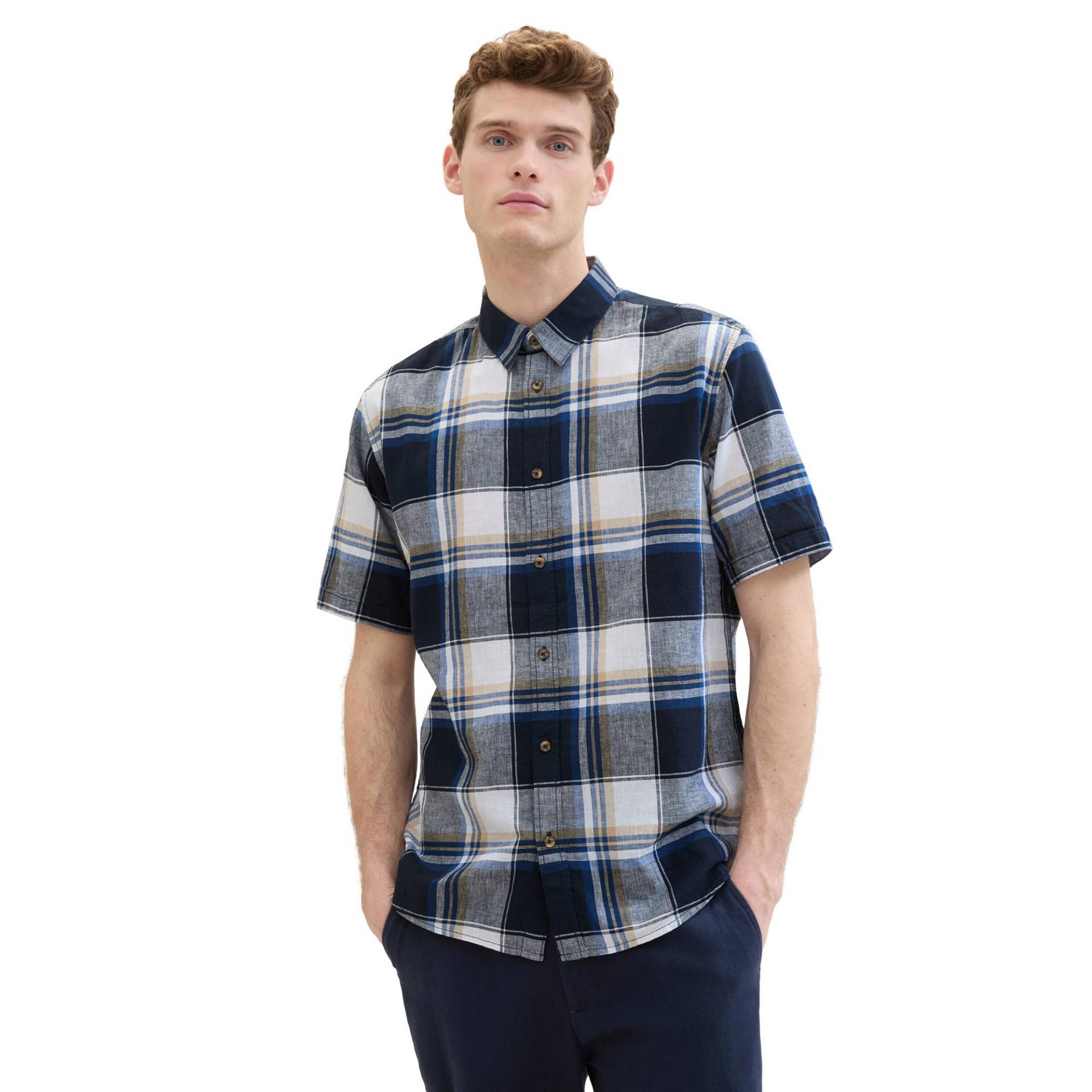 Shirt, Kurzarm Herren Blau L von TOM TAILOR