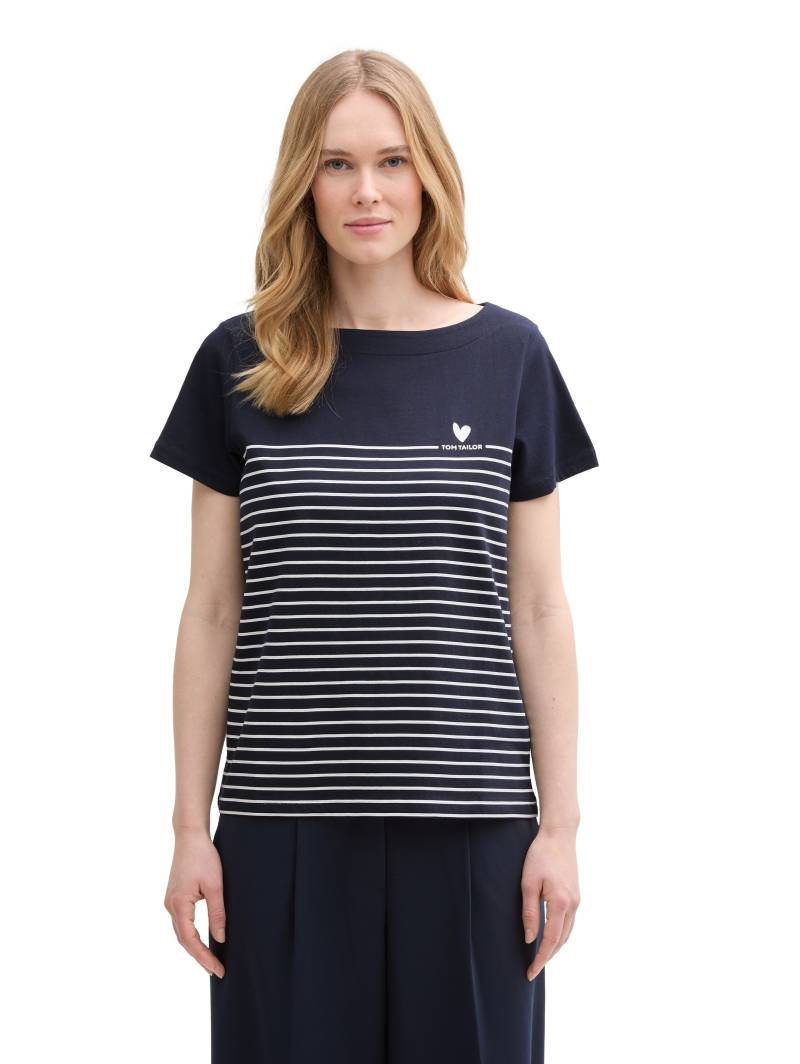 TOM TAILOR T-Shirt, mit Print und Streifen Muster von TOM TAILOR