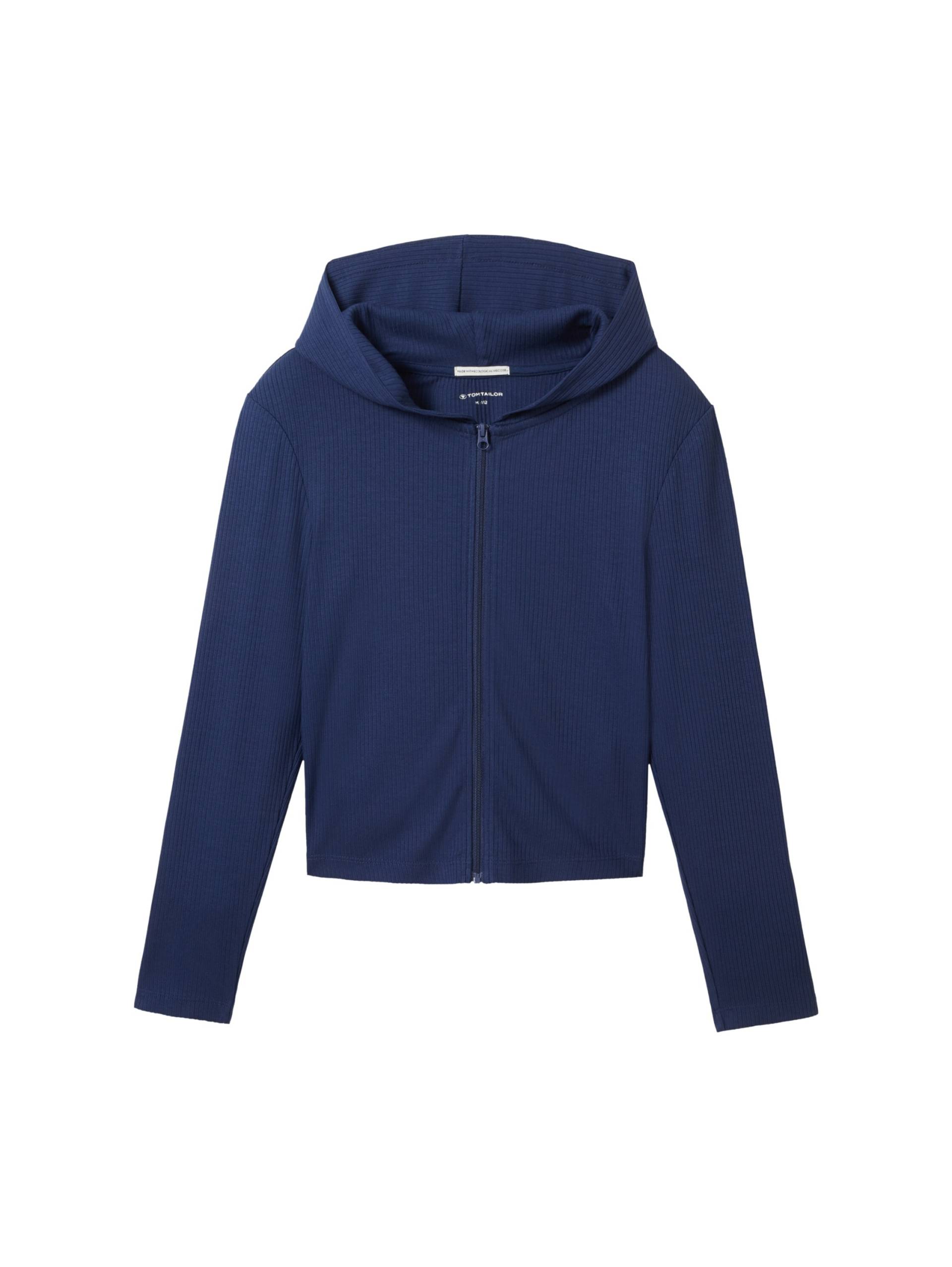 TOM TAILOR Kapuzensweatjacke, min Rippstruktur und Stretch von TOM TAILOR