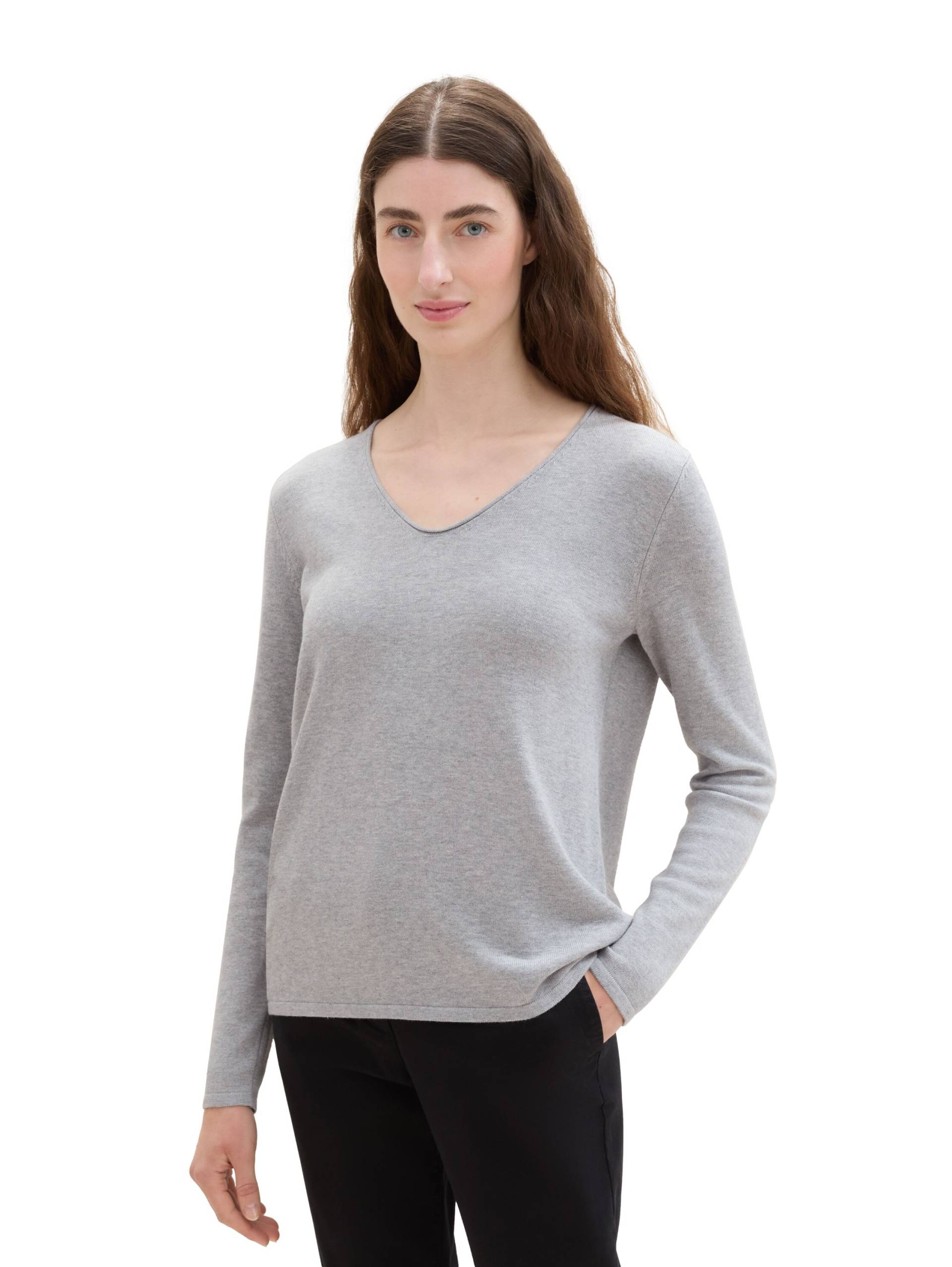 TOM TAILOR V-Ausschnitt-Pullover, aus Feinstrick von TOM TAILOR