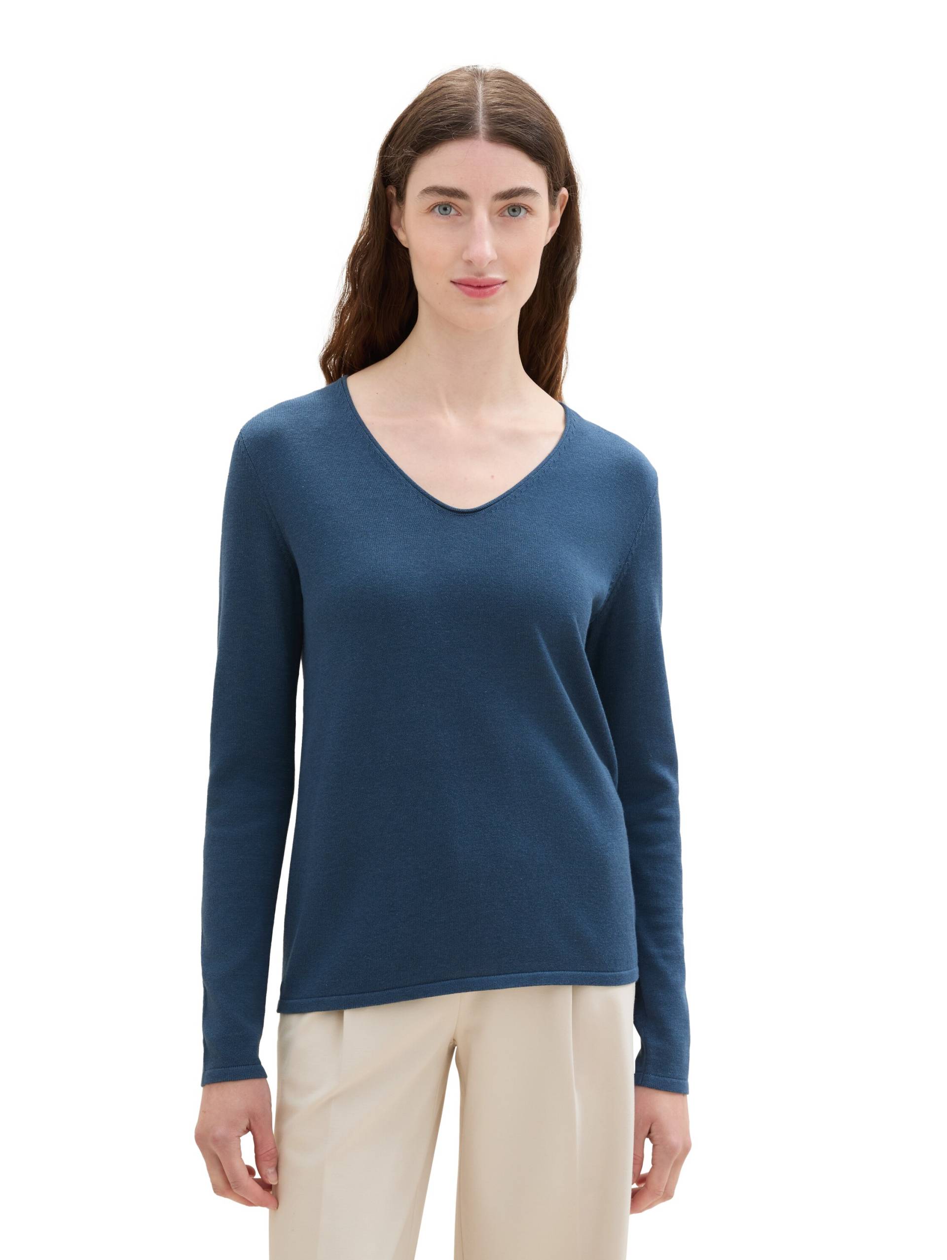 TOM TAILOR V-Ausschnitt-Pullover, aus Feinstrick von TOM TAILOR