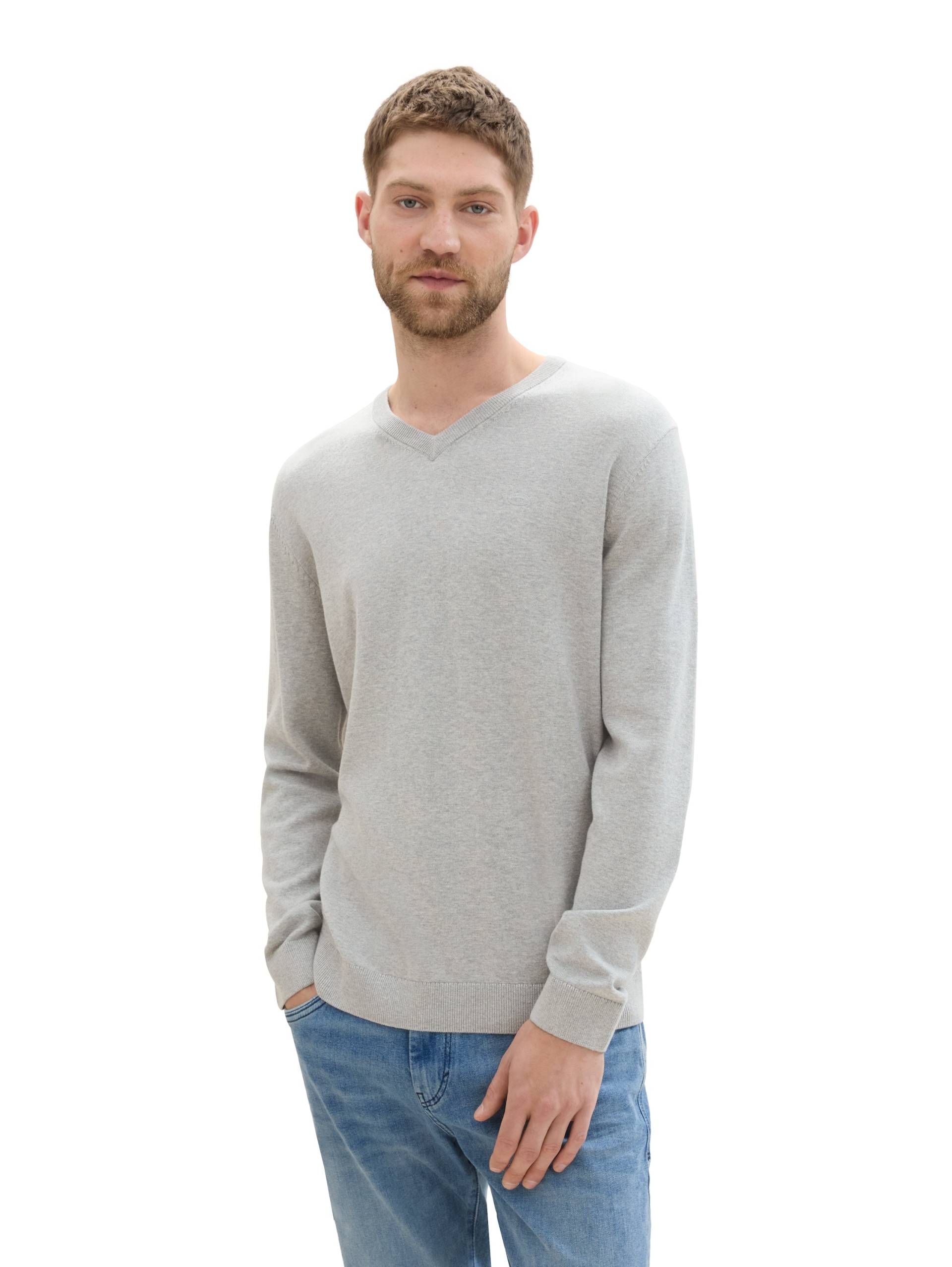 TOM TAILOR V-Ausschnitt-Pullover, mit kleiner Logo-Stickerei von TOM TAILOR