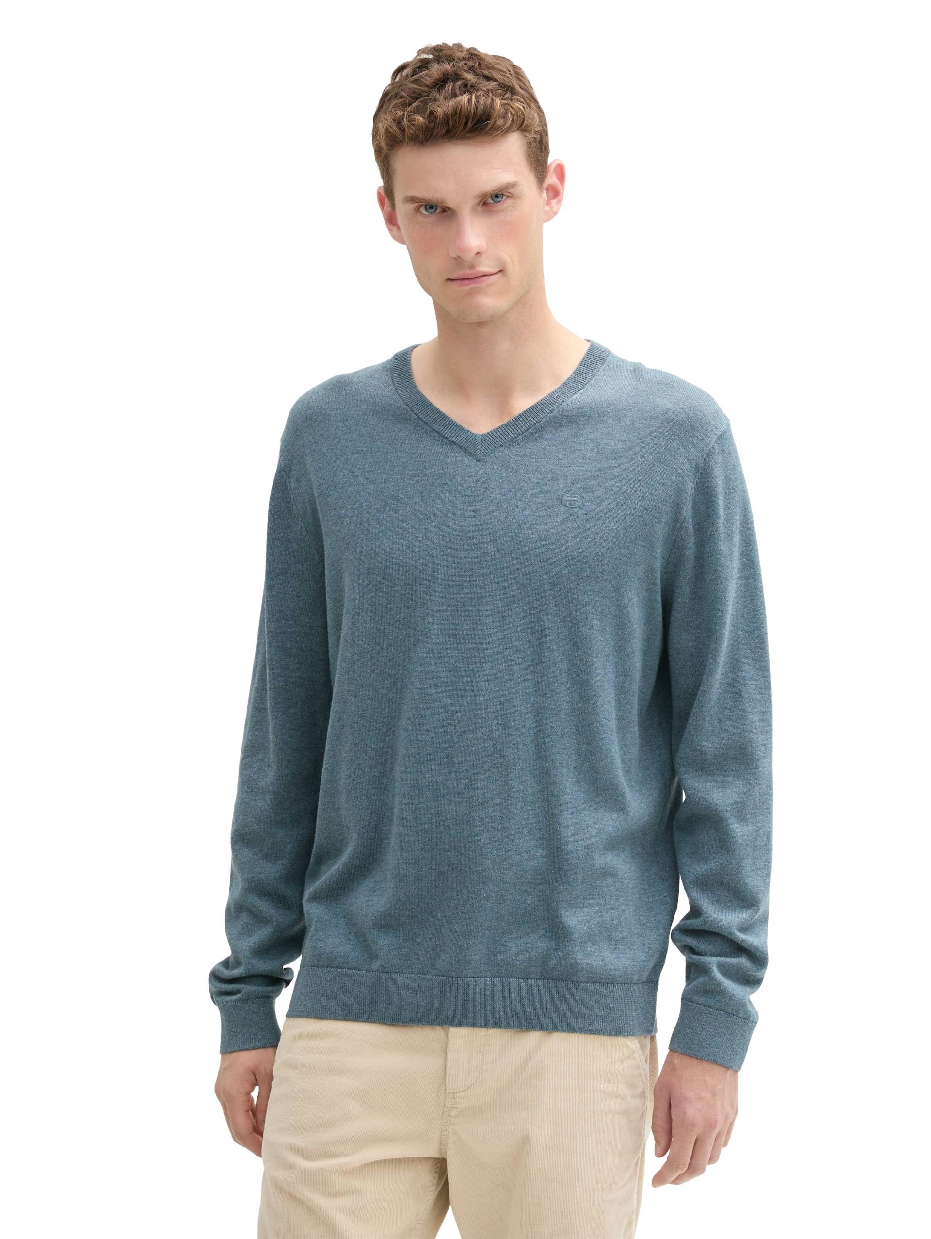TOM TAILOR V-Ausschnitt-Pullover, mit kleiner Logo-Stickerei TOM TAILOR V-Ausschnitt-Pullover, mit kleiner Logo-Stickerei von TOM TAILOR