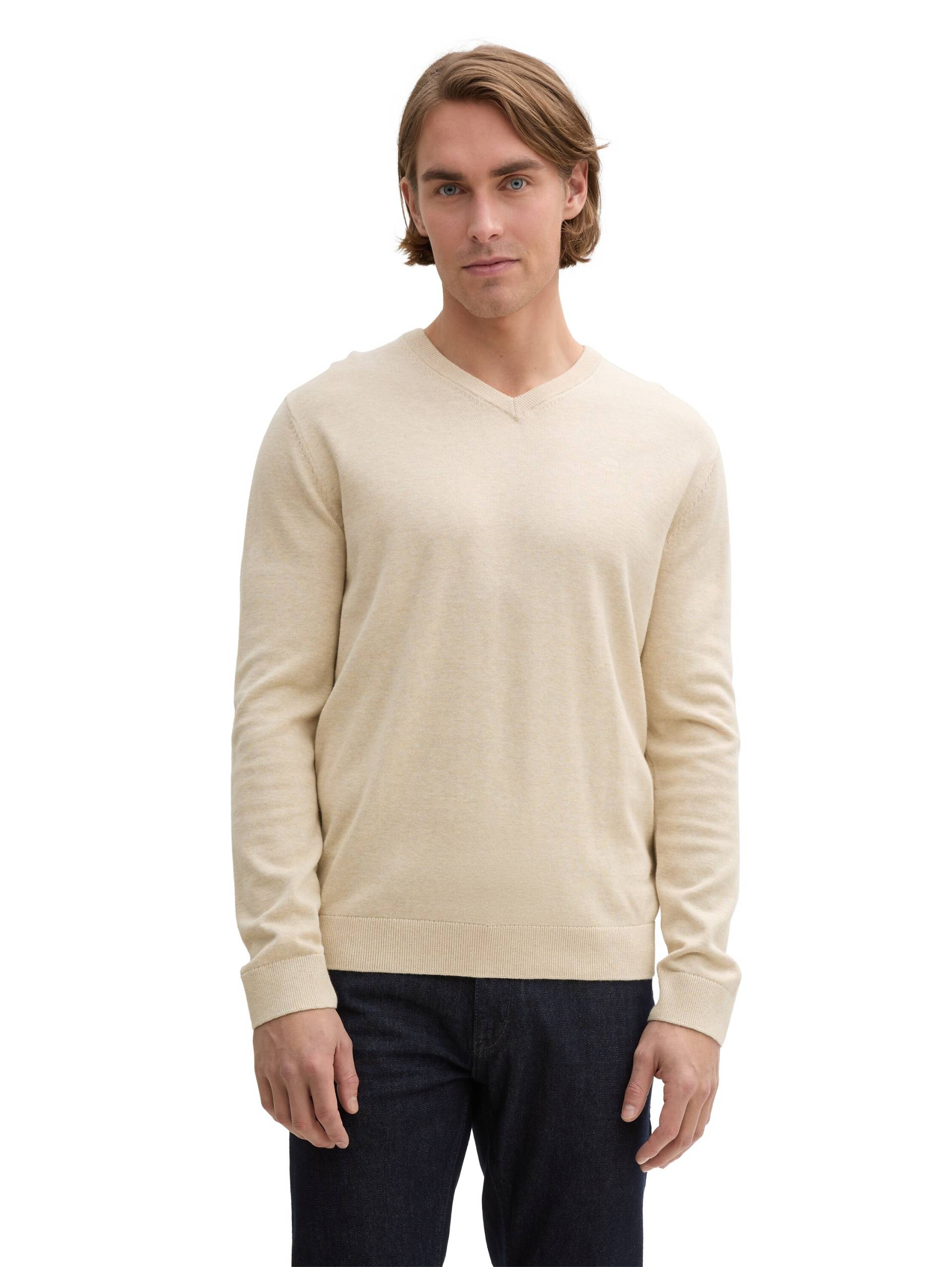 TOM TAILOR V-Ausschnitt-Pullover, mit kleiner Logo-Stickerei TOM TAILOR V-Ausschnitt-Pullover, mit kleiner Logo-Stickerei von TOM TAILOR