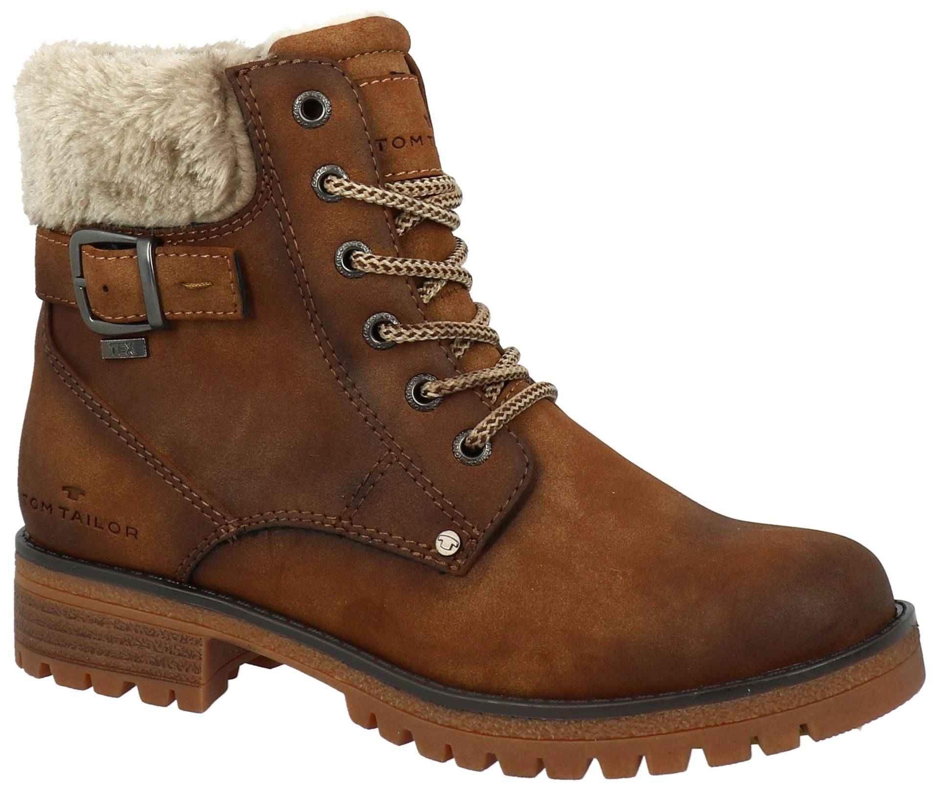 TOM TAILOR Winterboots, Blockabsatz, Schnürboots, Winterstiefelette, modische Zierschnalle von TOM TAILOR