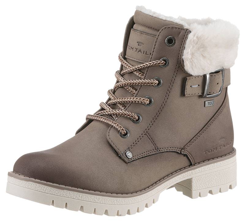 TOM TAILOR Winterboots, Blockabsatz, Schnürboots, Winterstiefelette, modische Zierschnalle von TOM TAILOR