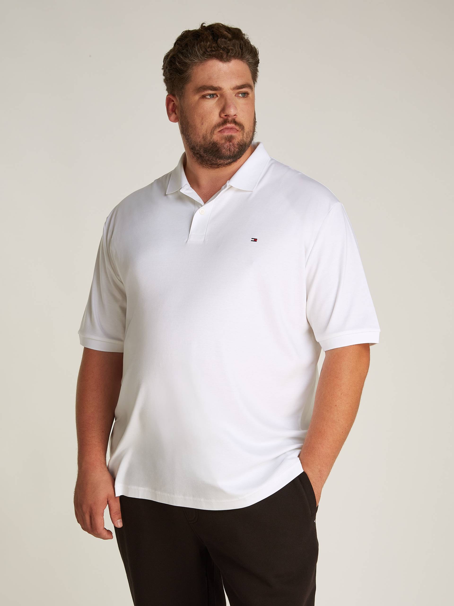 Tommy Hilfiger Big & Tall Poloshirt »BT-LIQUID COTTON ESSENTIAL POL-B«, in Grossen Grössen, Logostickerei von TOMMY HILFIGER Big & Tall