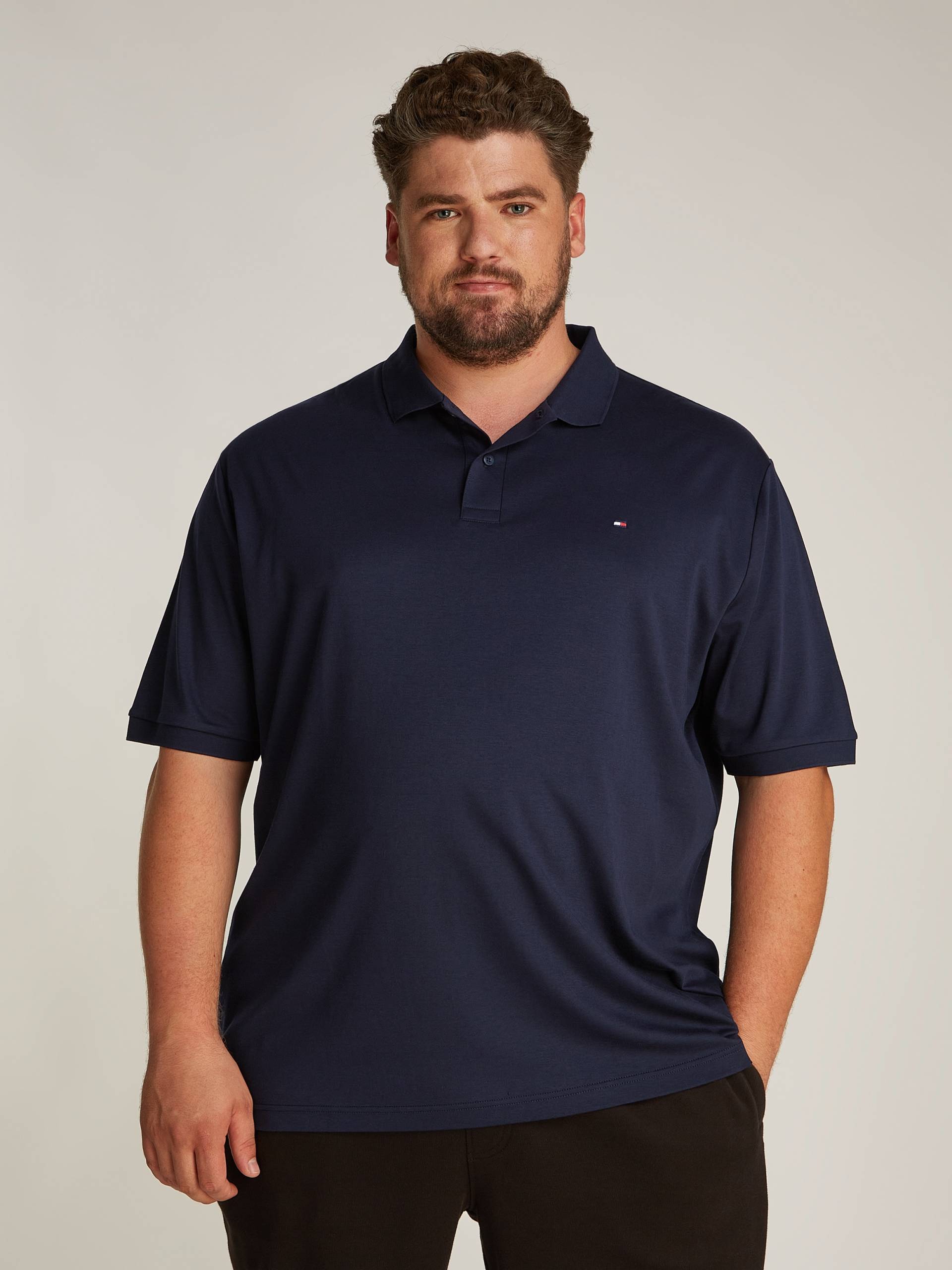 Tommy Hilfiger Big & Tall Poloshirt »BT-LIQUID COTTON ESSENTIAL POL-B«, in Grossen Grössen, Logostickerei von TOMMY HILFIGER Big & Tall