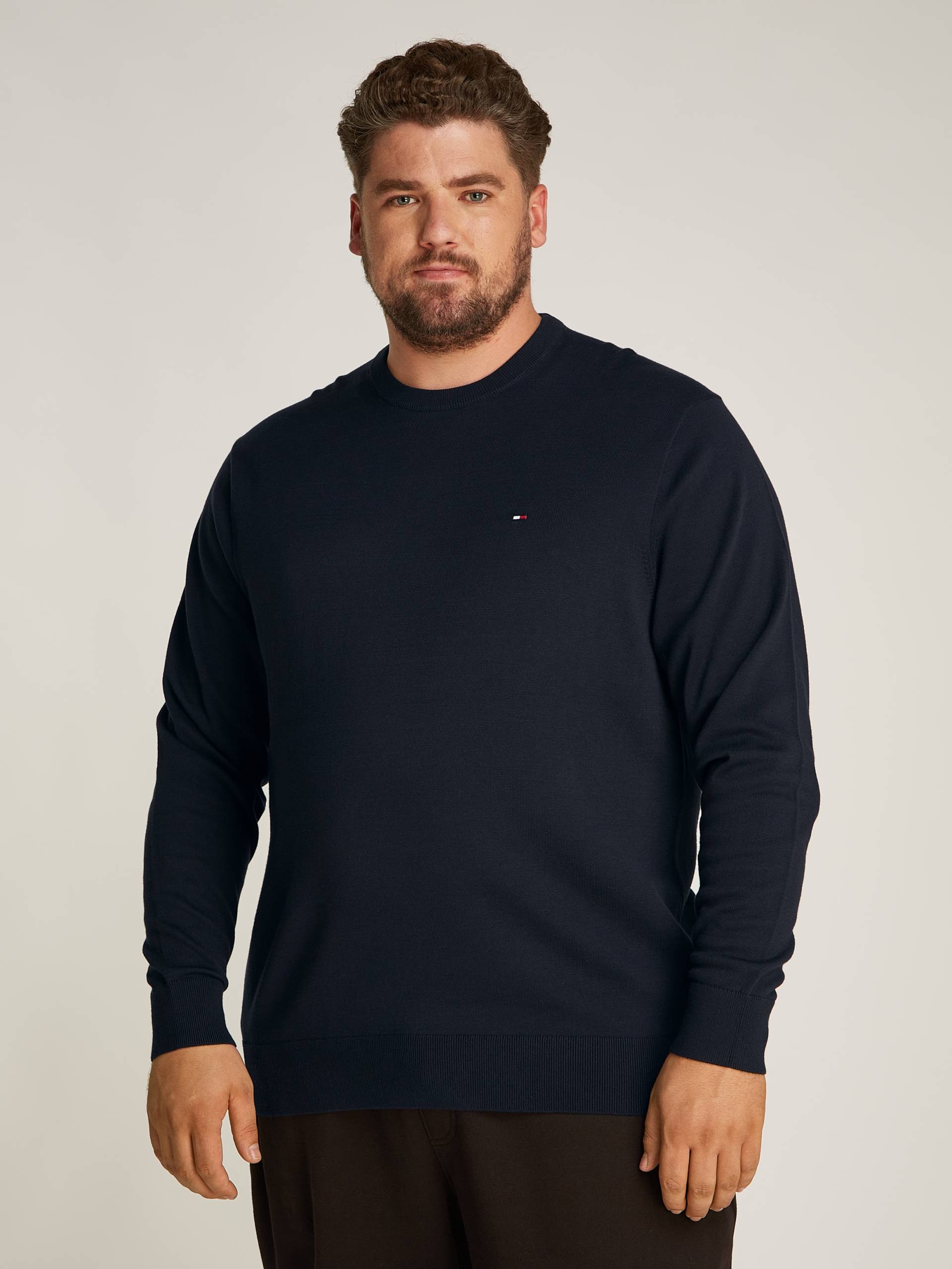 Tommy Hilfiger Big & Tall Rundhalspullover »BT-ESSENTIAL COTTON CREW NECK-B«, in Grossen Grössen, Logostickerei von TOMMY HILFIGER Big & Tall