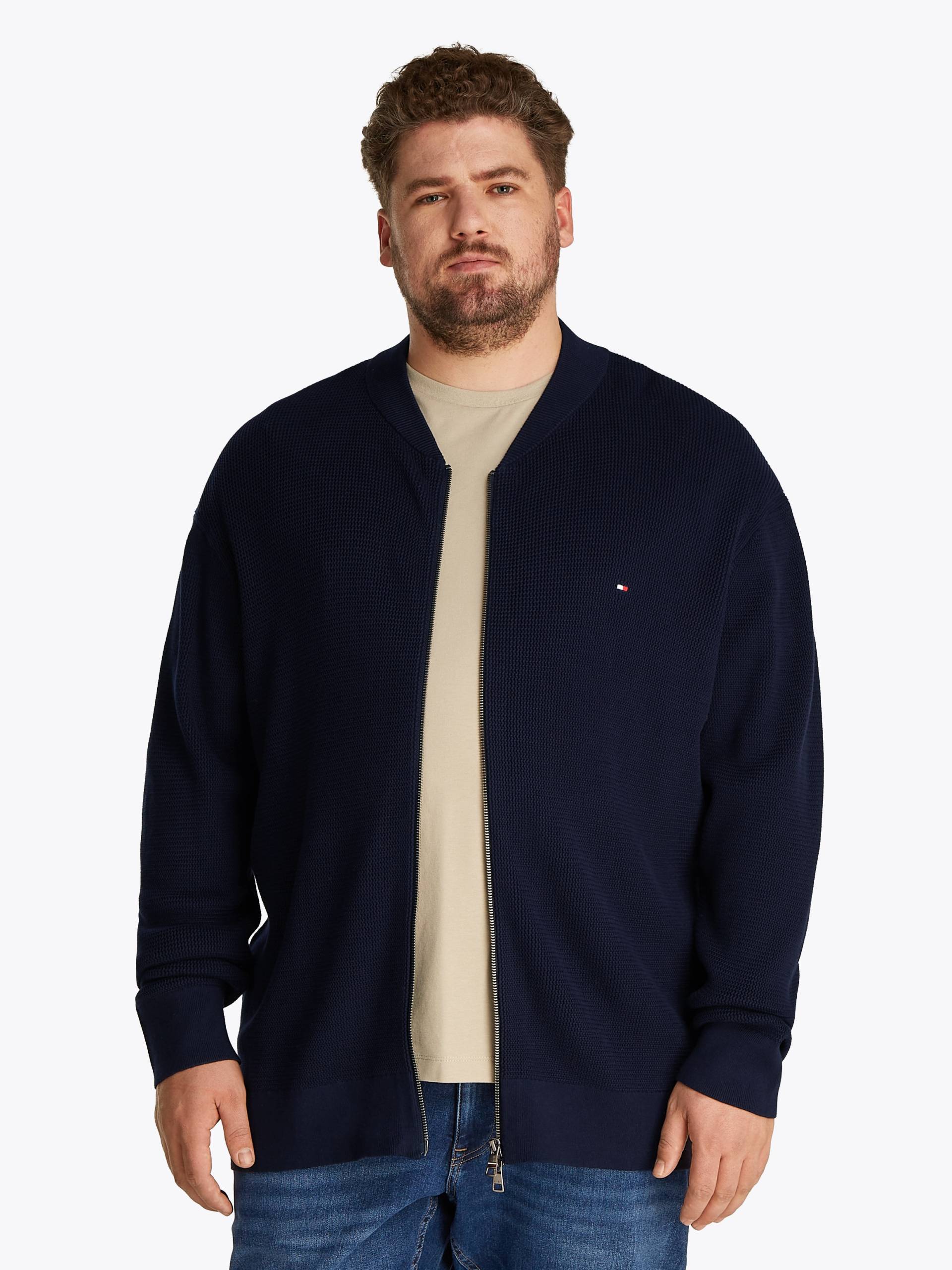 Tommy Hilfiger Big & Tall Strickjacke »BT-RACKING STRUCTURE BASEBALL-B«, Grosse Grössen, mit feiner Struktur von TOMMY HILFIGER Big & Tall