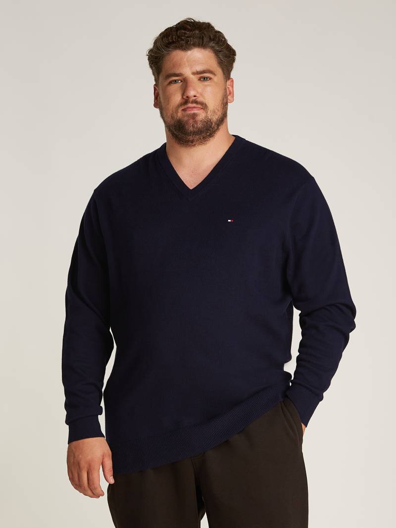 Tommy Hilfiger Big & Tall Strickpullover »BT-PIMA ORG CTN CASHMERE VNCK-B«, in Grossen Grössen, mit Logostickerei auf Brusthöhe von TOMMY HILFIGER Big & Tall