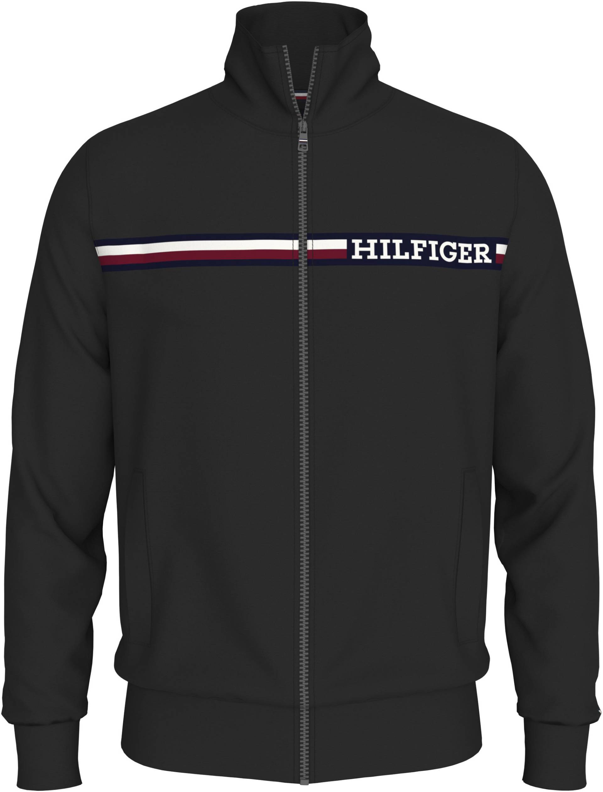 Tommy Hilfiger Big & Tall Sweatjacke »BT-CHEST STRIPE ZIP THROUGH-B«, Grosse Grössen mit Logoschriftzug von TOMMY HILFIGER Big & Tall