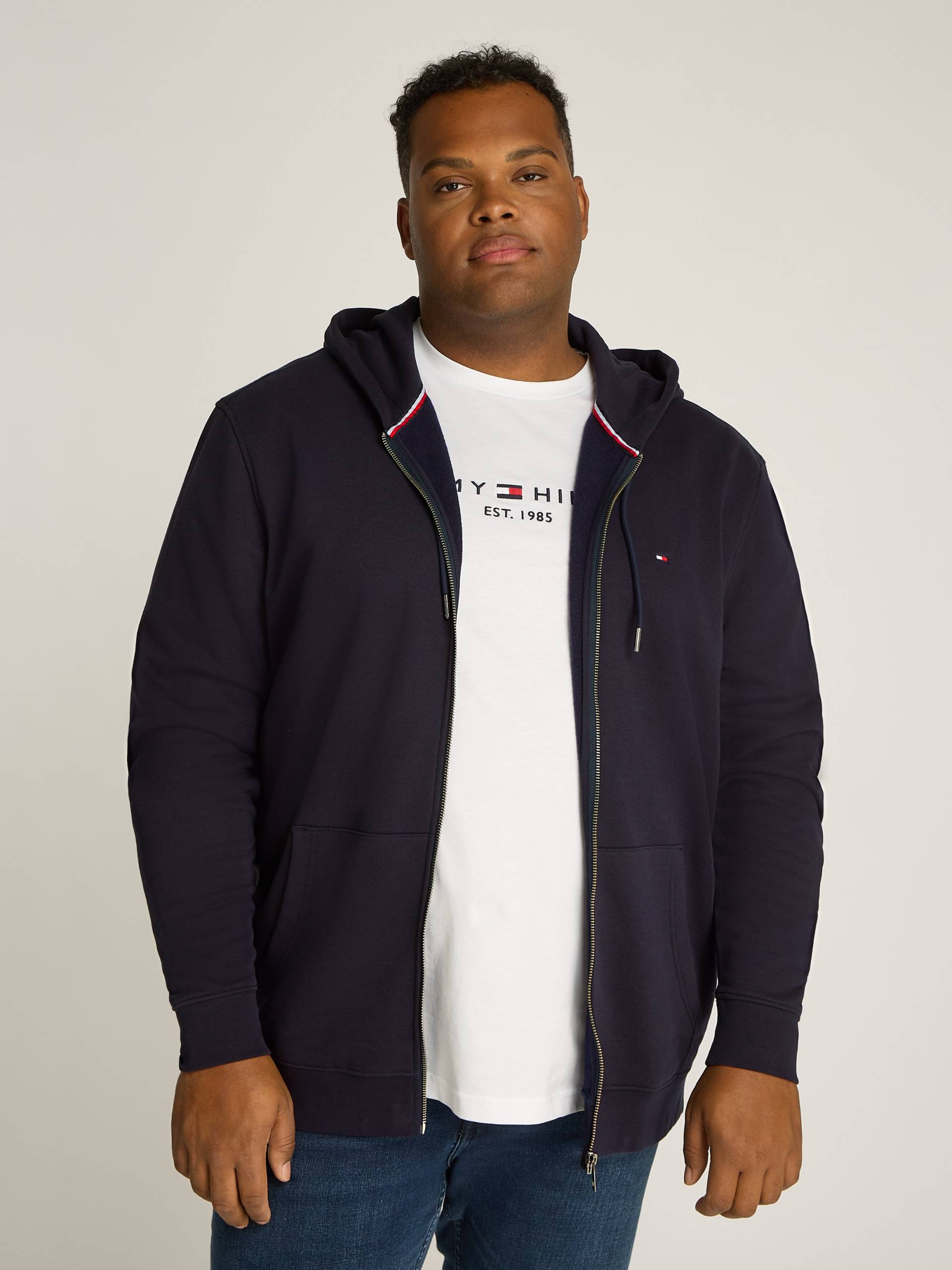 Tommy Hilfiger Big & Tall Sweatjacke »BT-IM NA FLAG LOGO ZP THRU HDY-B«, Grosse Grössen mit Logostickerei von TOMMY HILFIGER Big & Tall