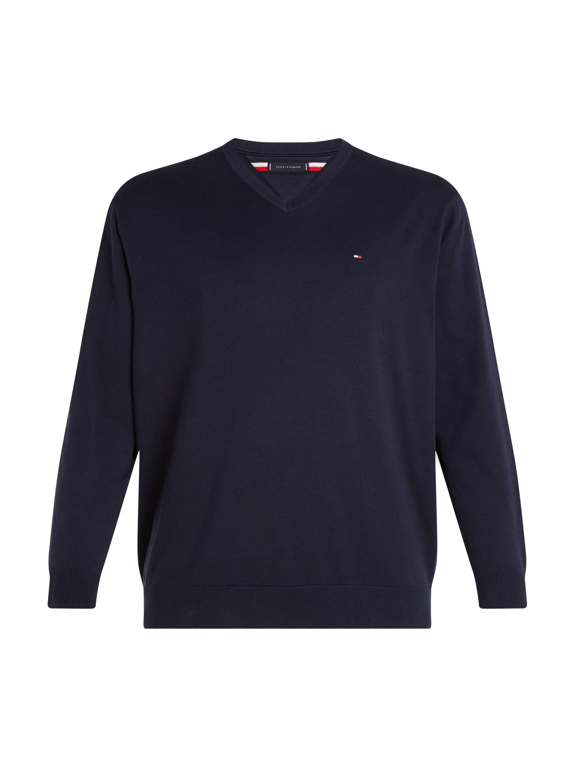 Tommy Hilfiger Big & Tall V-Ausschnitt-Pullover »BT-WCC ESSENTIAL V NECK-B«, Grosse Grössen mit Logostickerei von TOMMY HILFIGER Big & Tall