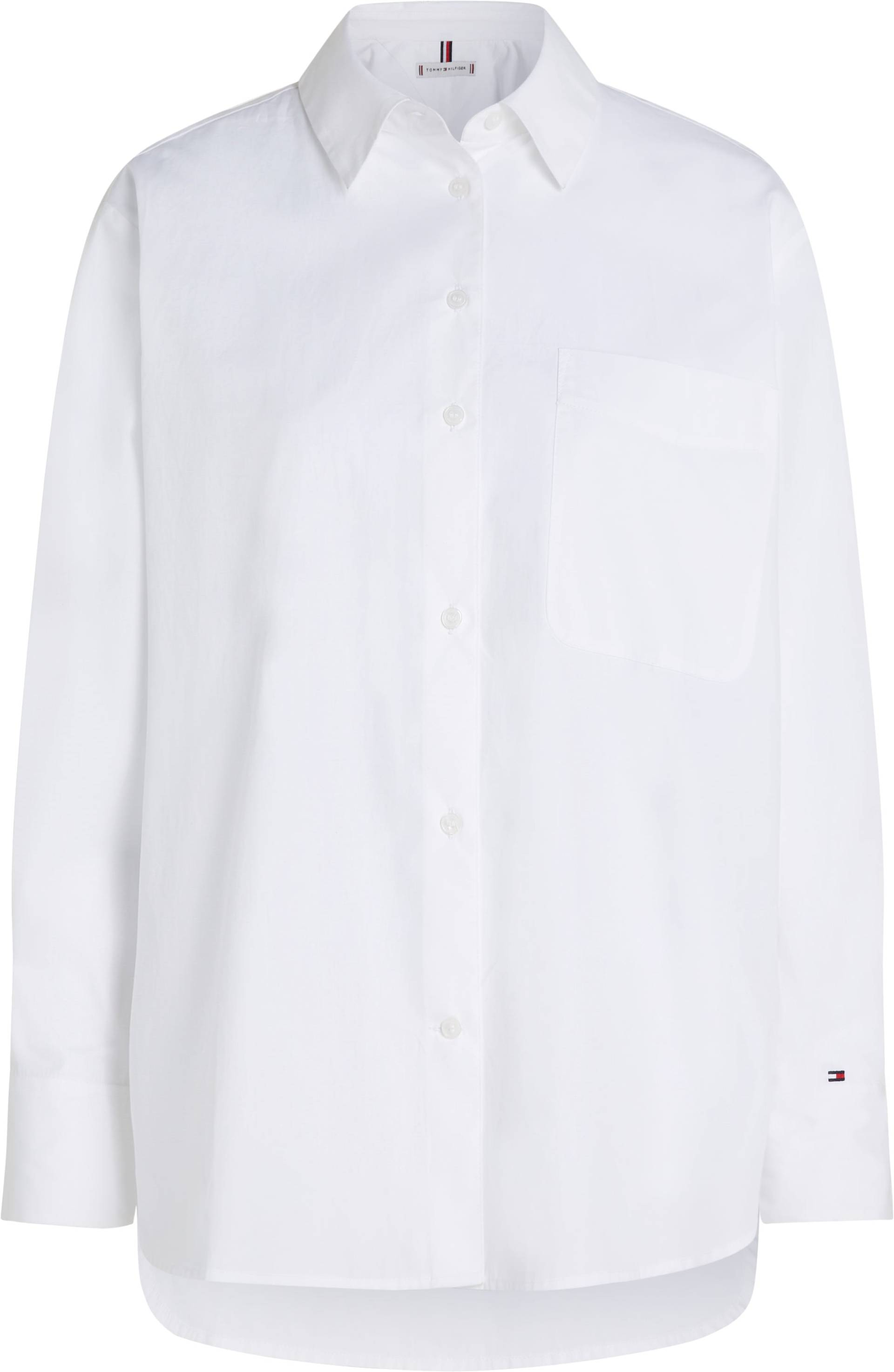 Tommy Hilfiger Curve Hemdbluse »CRV ESS COTTON EASY FIT SHIRT«, in Grossen Grössen, Brusttasche, Kellerfalte hinten, abgerundeter Saum von TOMMY HILFIGER Curve