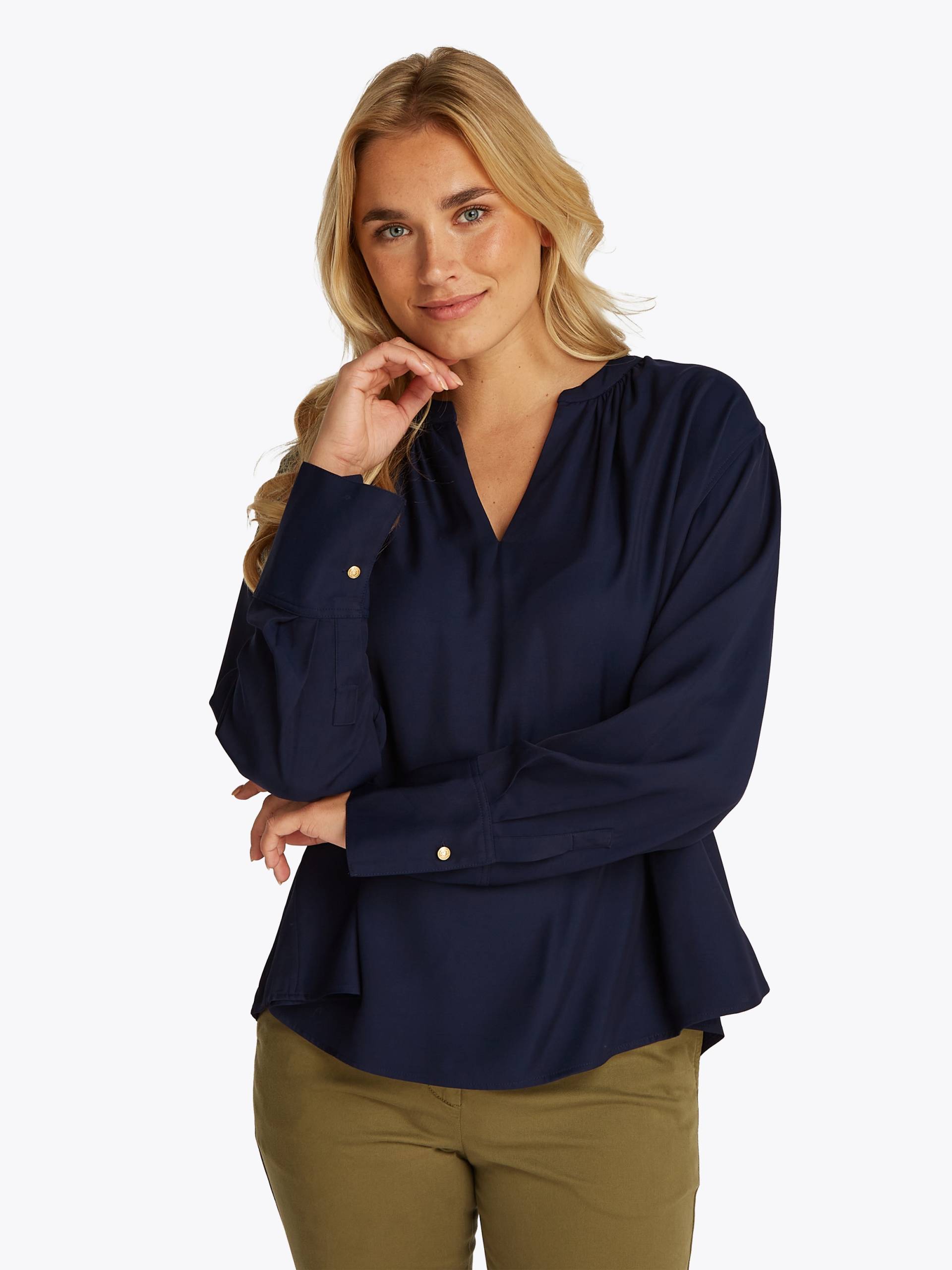 Tommy Hilfiger Curve Klassische Bluse »CRV SOFT VIS V NECK LS BLOUSE«, in Grossen Grössen, V-Ausschnitt von TOMMY HILFIGER Curve