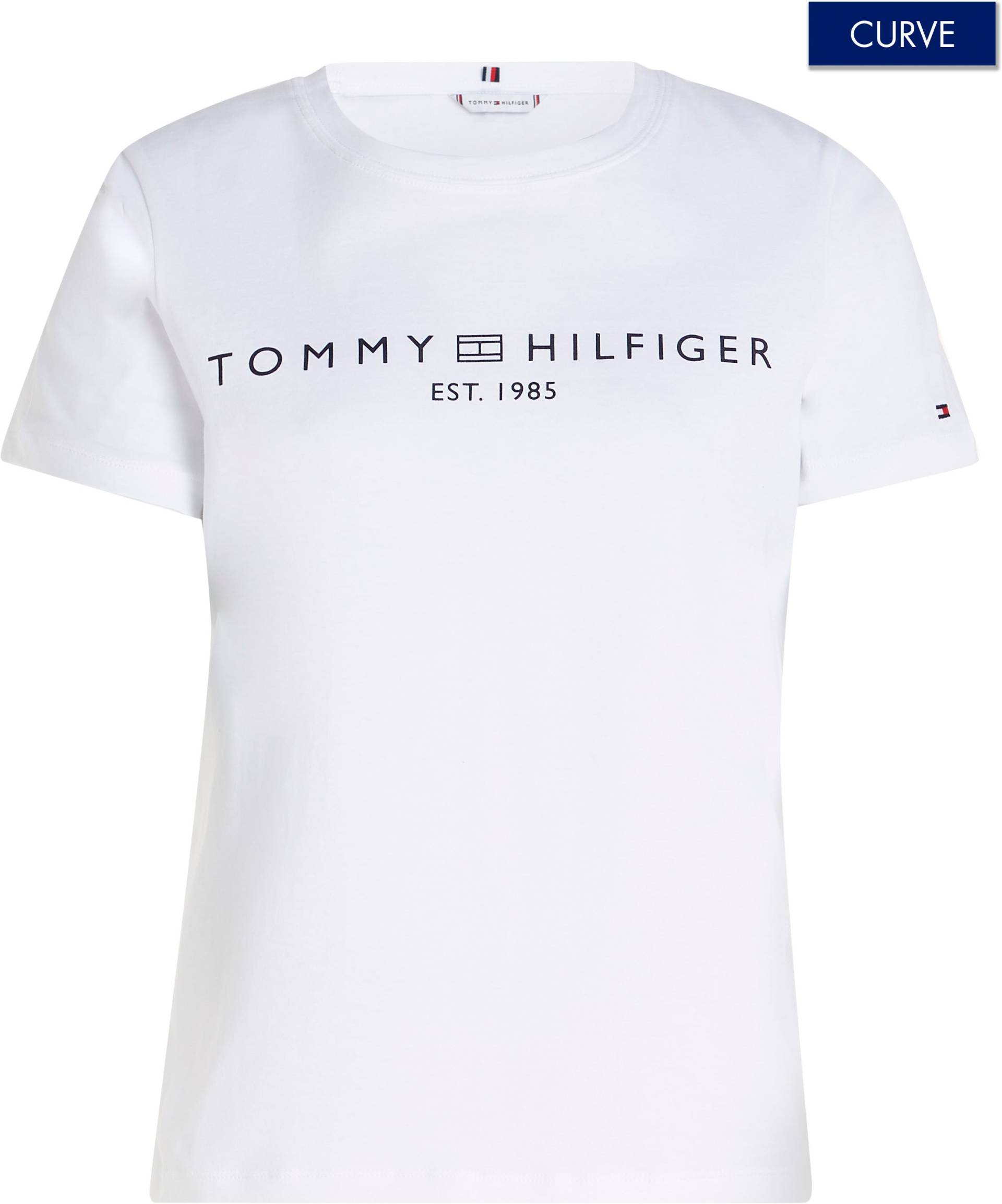 Tommy Hilfiger Curve Rundhalsshirt »CRV REG CORP LOGO C-NK SS«, in grösseren Grössen verfügbar, mit Logostickerei von TOMMY HILFIGER Curve