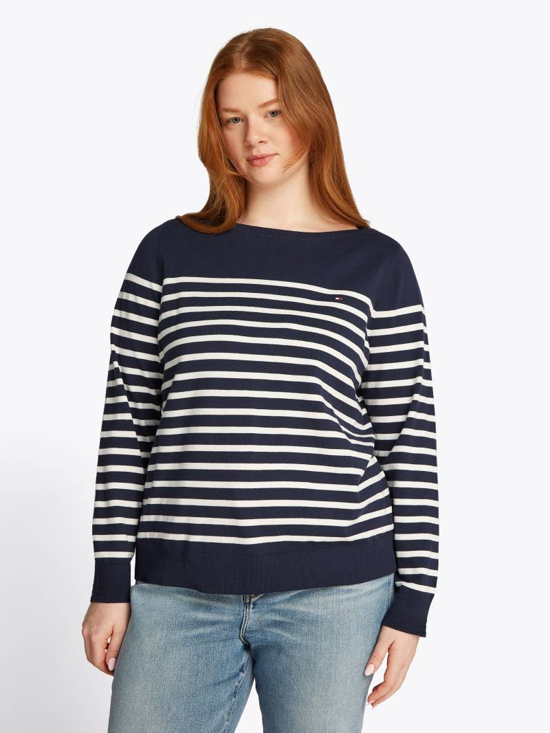 Tommy Hilfiger Curve Strickpullover »CRV CO JERSEY STITCH LS B-NK SWT«, in Grossen Grössen, Logostickerei von TOMMY HILFIGER Curve