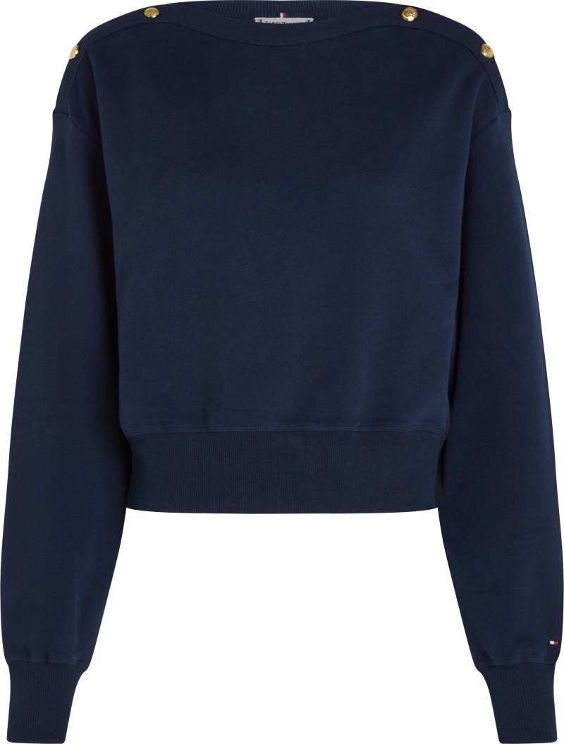 Tommy Hilfiger Curve Sweatshirt »CRV GOLD BTN BOAT-NK SWTSHRT«, in Grossen Grössen, mit goldfarbenem Knopf, U-Boot Ausschnitt von TOMMY HILFIGER Curve