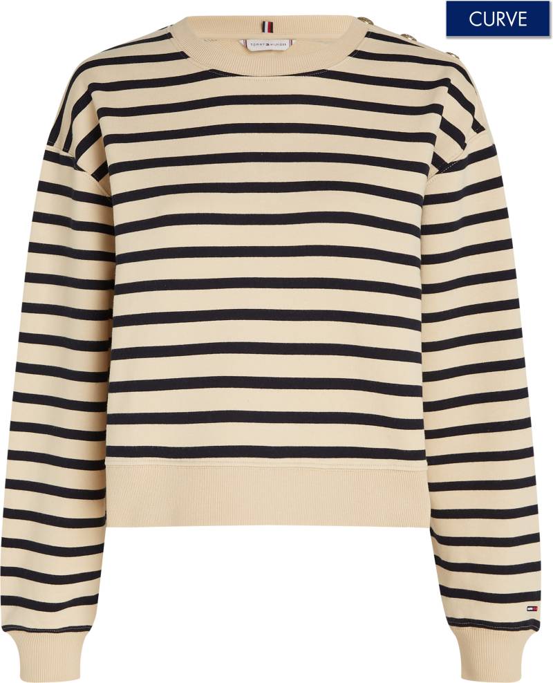 Tommy Hilfiger Curve Sweatshirt »CRV REG GOLD BTN POLO SWTSHRT«, in Grossen Grössen, Reine Baumwolle, Polokragen von TOMMY HILFIGER Curve