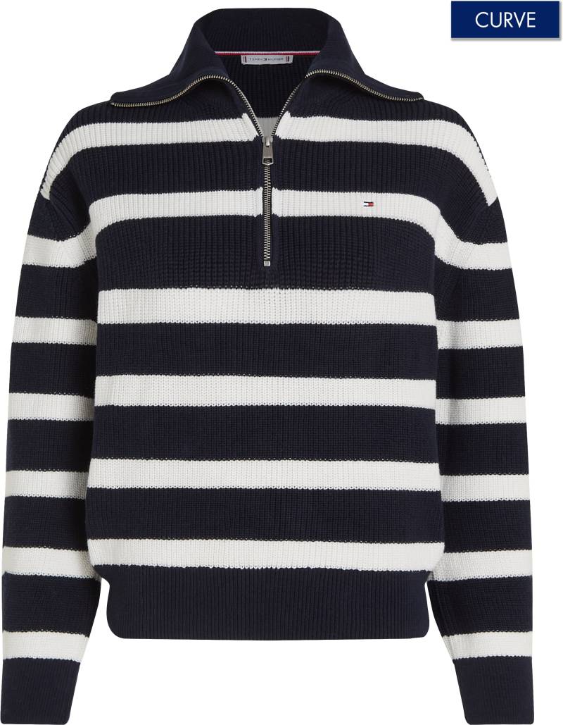 Tommy Hilfiger Curve Troyer »CRV CO CARDI STITCH 1/2 ZIP SWT«, in Grossen Grössen, Reine Baumwolle, kurzer Zipper von TOMMY HILFIGER Curve