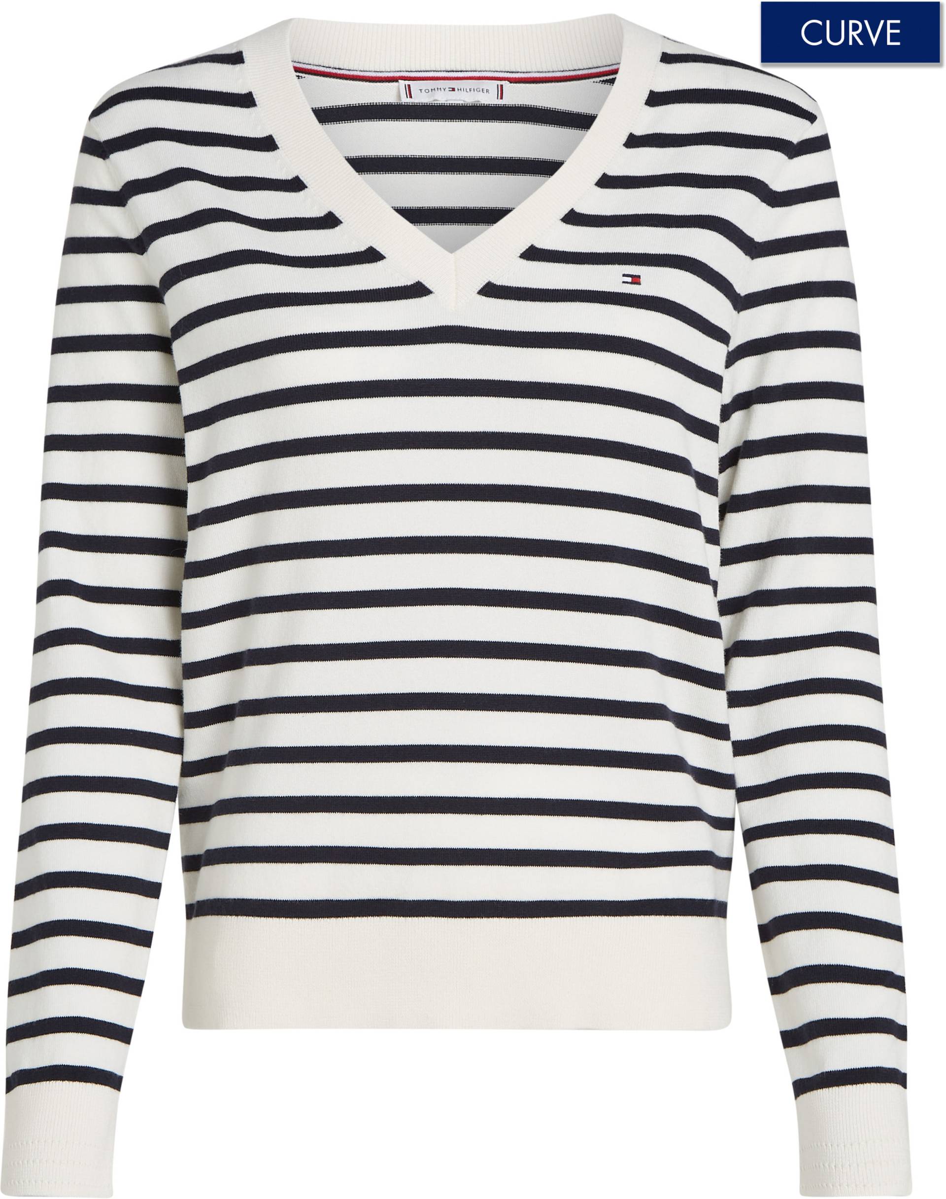 Tommy Hilfiger Curve V-Ausschnitt-Pullover »CRV CO JERSEY STITCH V-NK SWEATR«, Grosse Grössen von TOMMY HILFIGER Curve