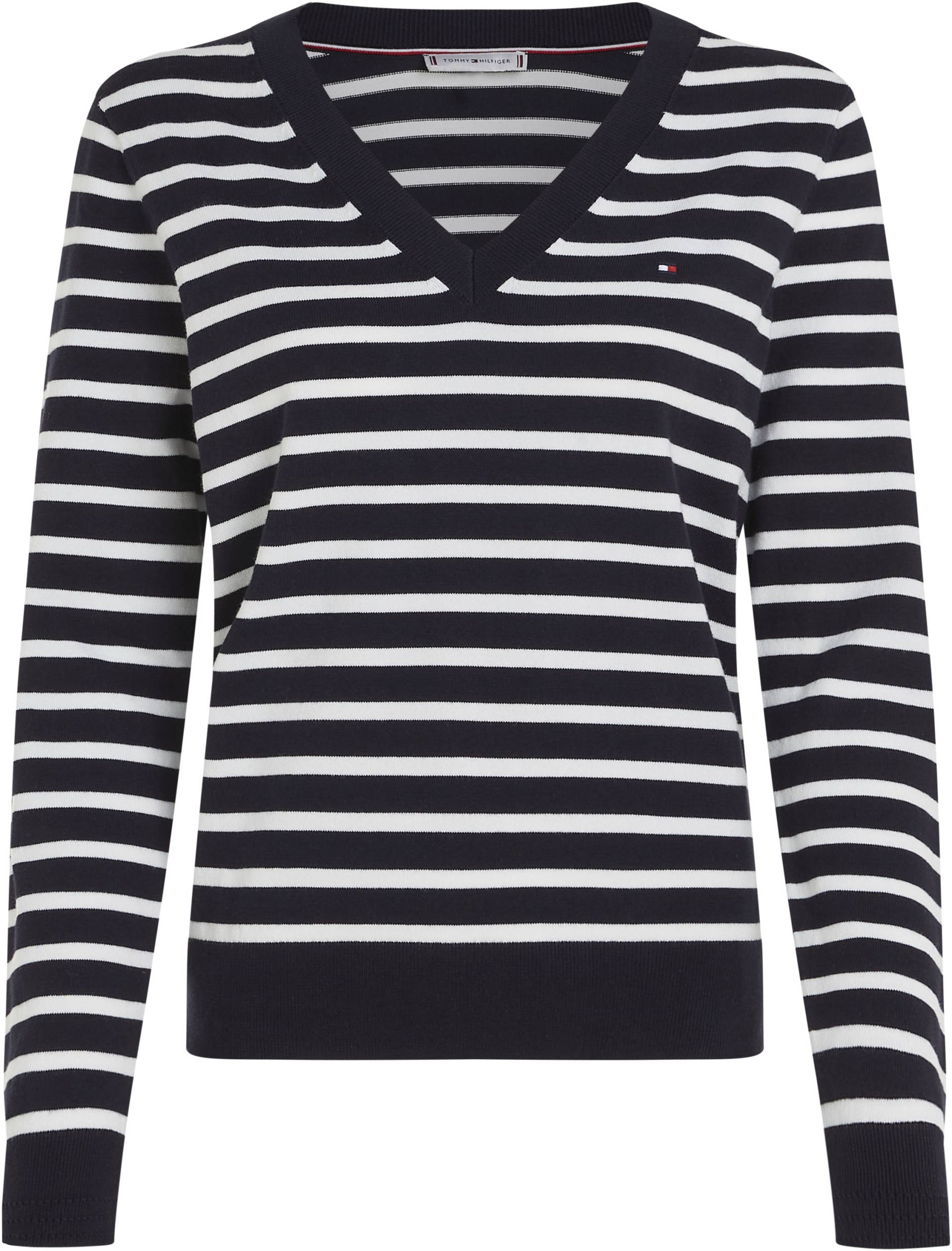 Tommy Hilfiger Curve V-Ausschnitt-Pullover »CRV CO JERSEY STITCH V-NK SWEATR«, Grosse Grössen von TOMMY HILFIGER Curve