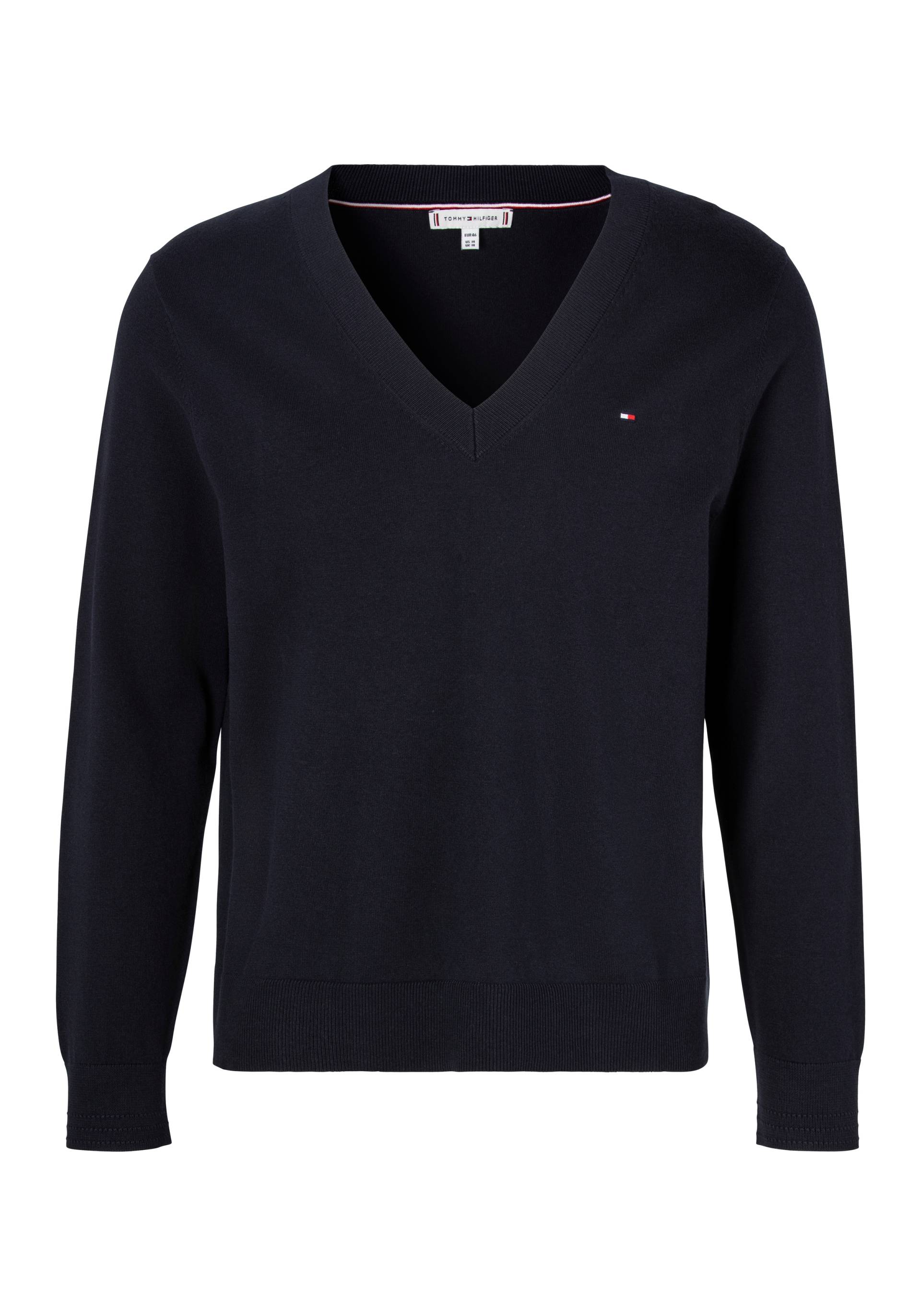 Tommy Hilfiger Curve V-Ausschnitt-Pullover »CRV CO JERSEY STITCH V-NK SWT«, in Grossen Grössen, V-Ausschnitt von TOMMY HILFIGER Curve