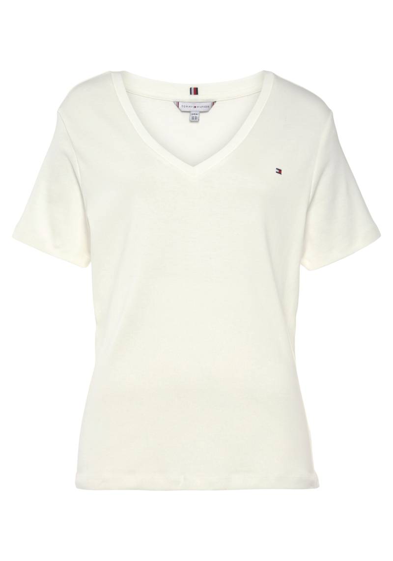 Tommy Hilfiger Curve V-Shirt »CRV SLIM CODY RIB V-NECK SS«, PLUS SIZE CURVE,mit Tommy Hilfiger Logo-Stickerei von TOMMY HILFIGER Curve