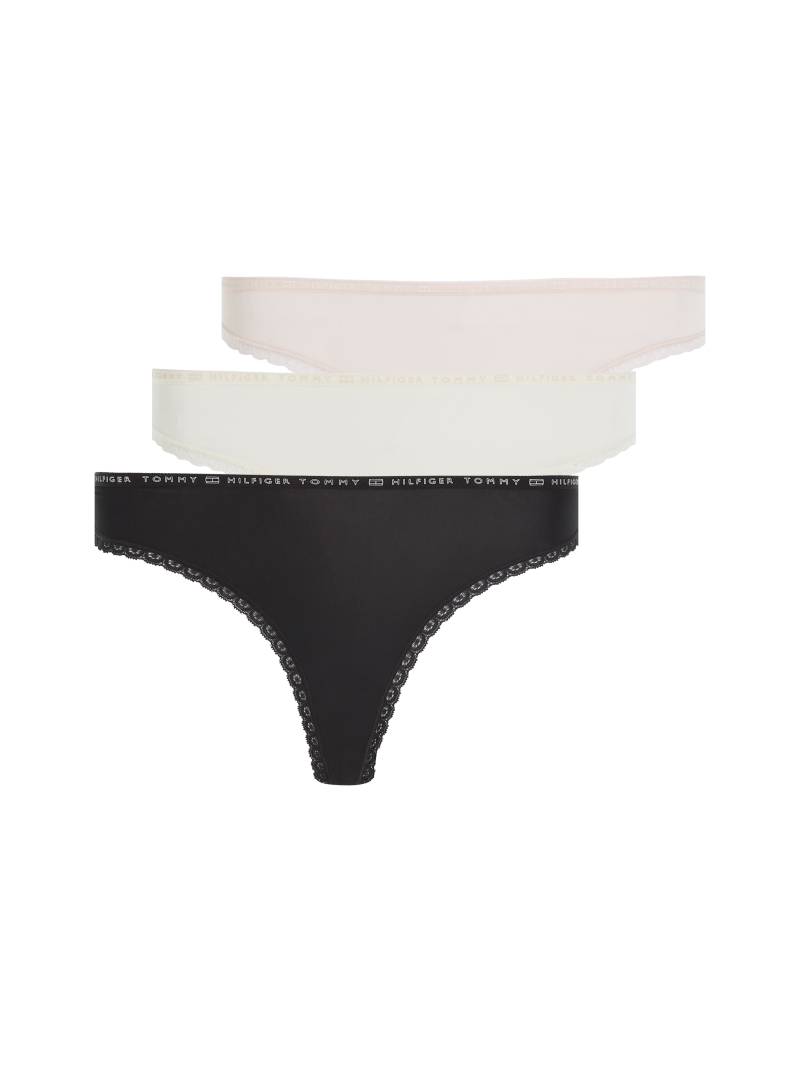 Tommy Hilfiger Underwear Slip »3P THONG«, (Packung, 3 St., 3er-Pack), mit zarter Spitzenkante am Beinabschluss & Tommy Hilfiger Elastikbund von TOMMY HILFIGER Underwear